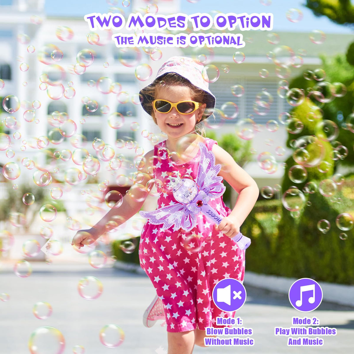 Hugeway Princess Bubble Wands - Light Up & Musical Bubble Machine for Kids