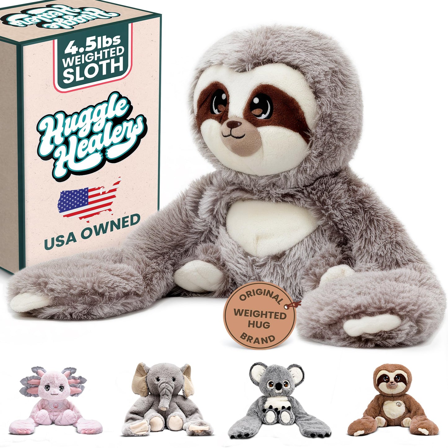 Huggle Healers Marshmallow Sloth — 36-Inch Weighted Plush Hug for All Ages