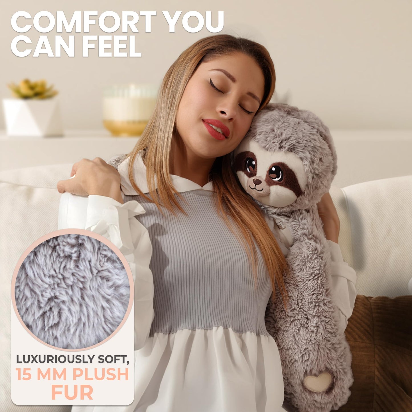 Huggle Healers Marshmallow Sloth — 36-Inch Weighted Plush Hug for All Ages