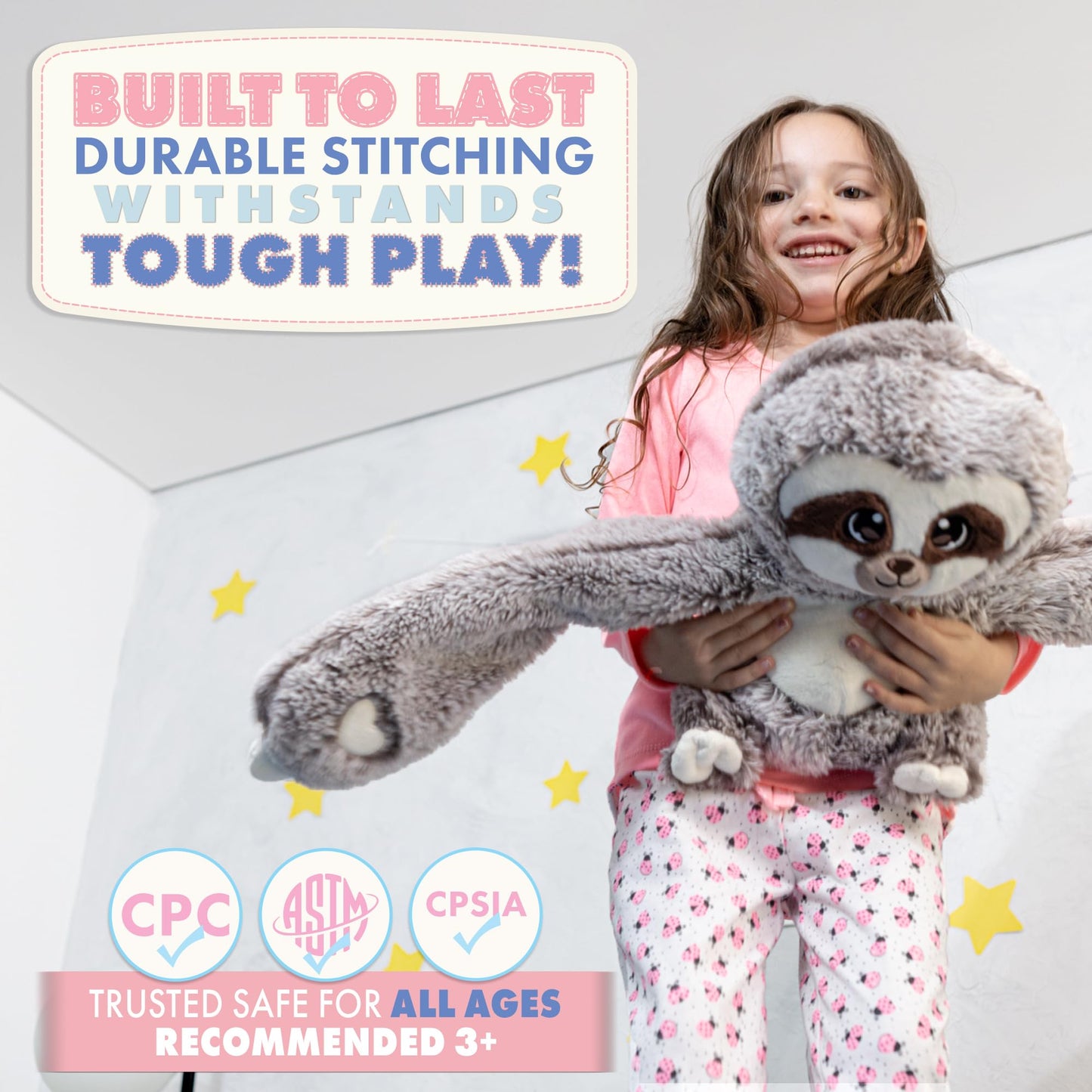 Huggle Healers Marshmallow Sloth — 36-Inch Weighted Plush Hug for All Ages