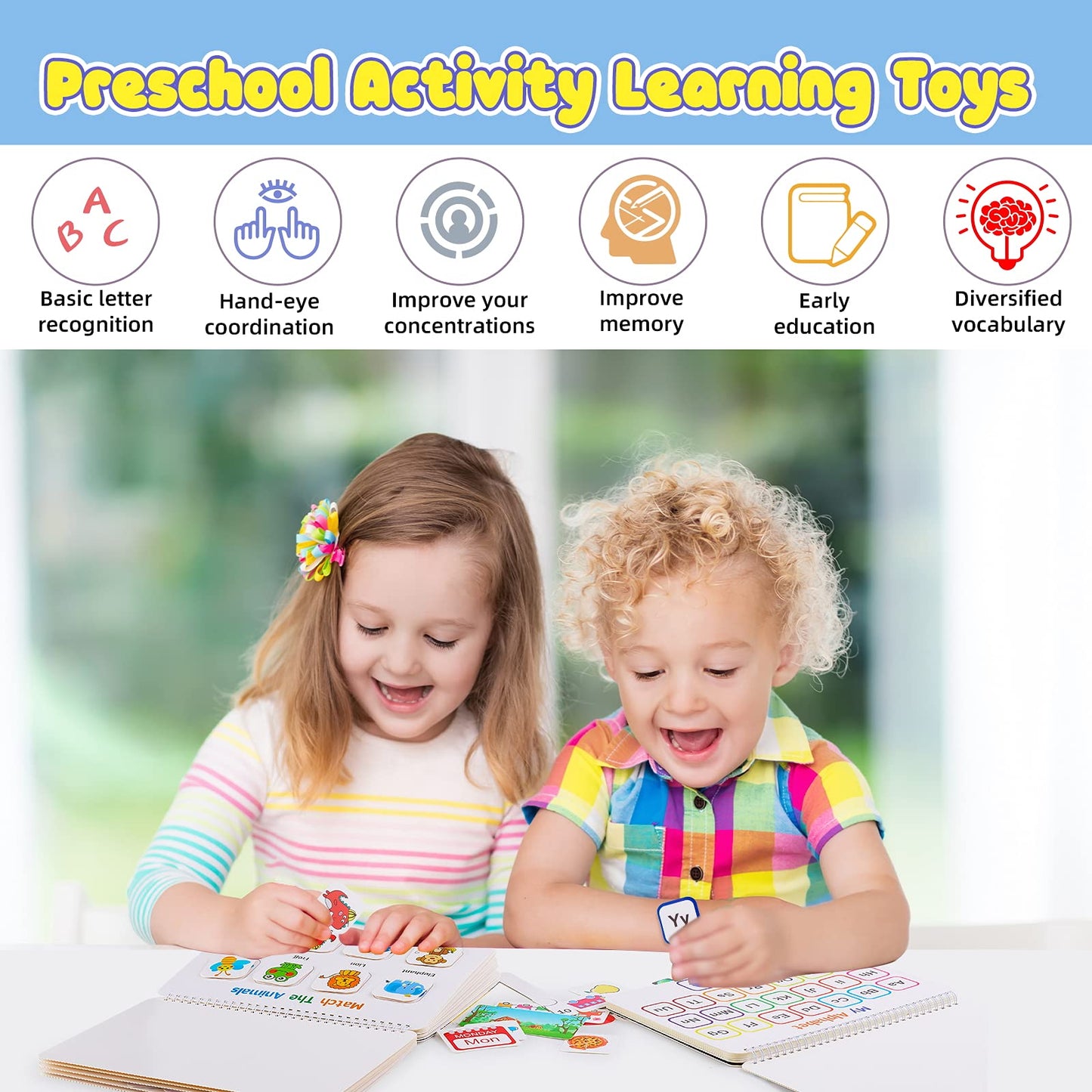 Huijing Montessori Busy Book – Preschool Learning Activities, Tracing & Coloring Binder