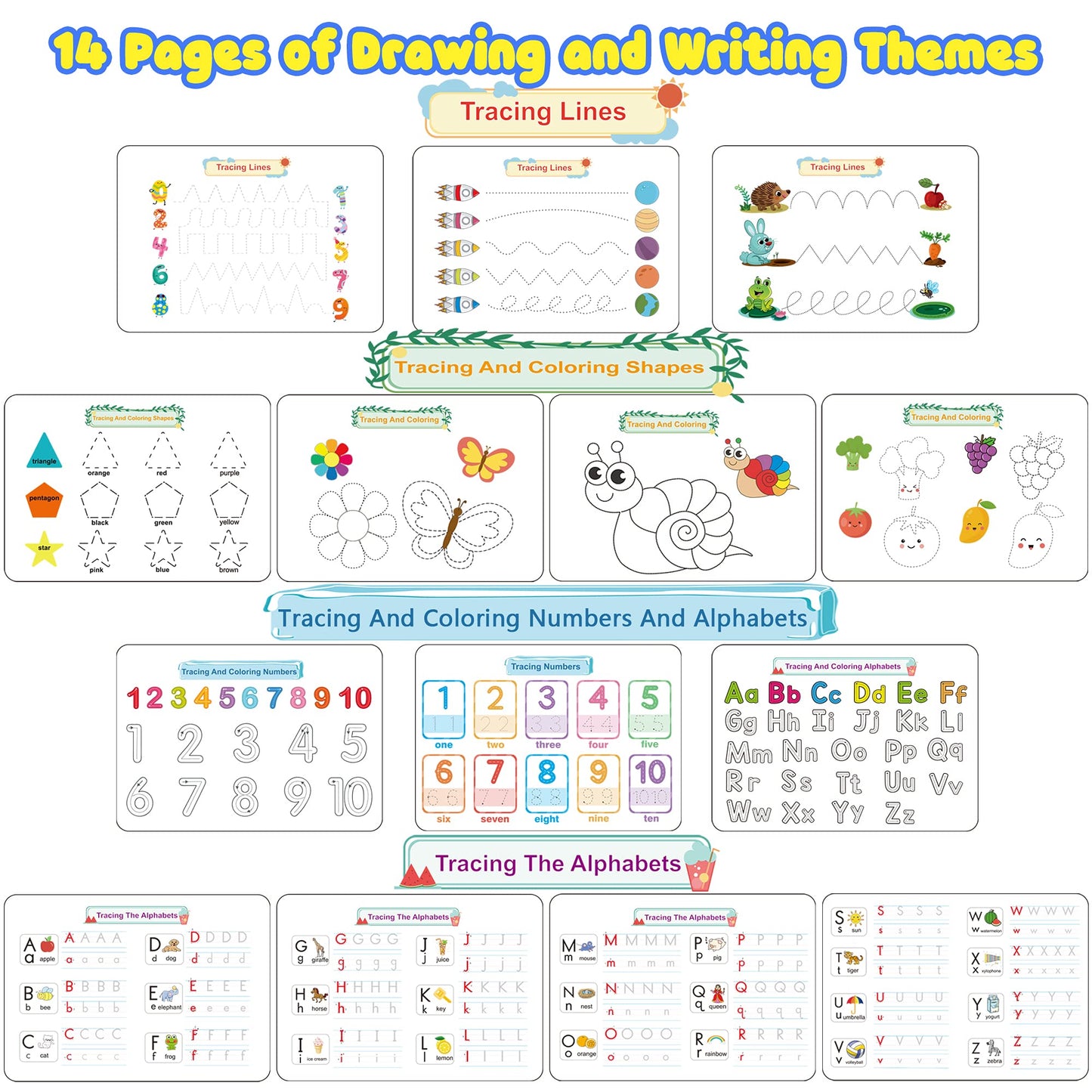 Huijing Montessori Busy Book – Preschool Learning Activities, Tracing & Coloring Binder