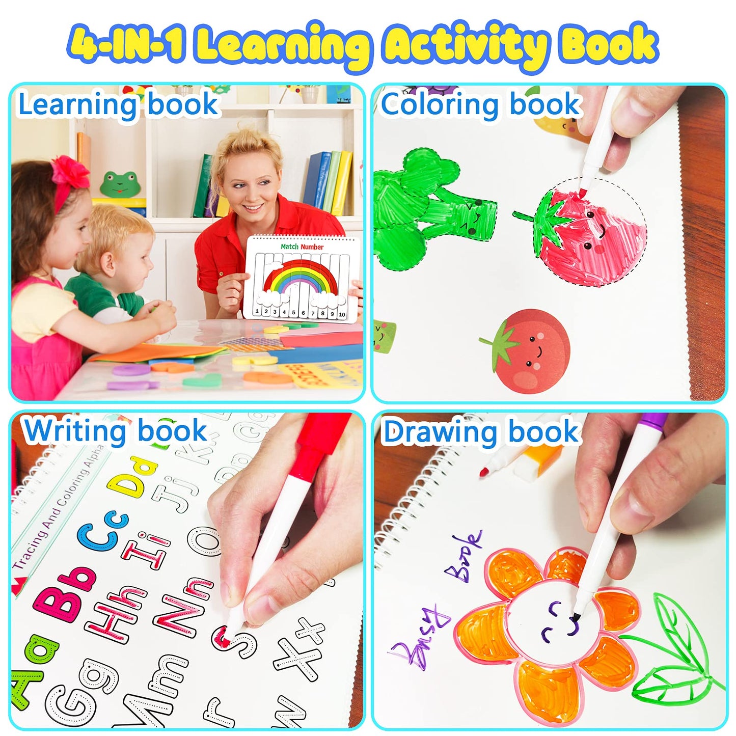 Huijing Montessori Busy Book – Preschool Learning Activities, Tracing & Coloring Binder