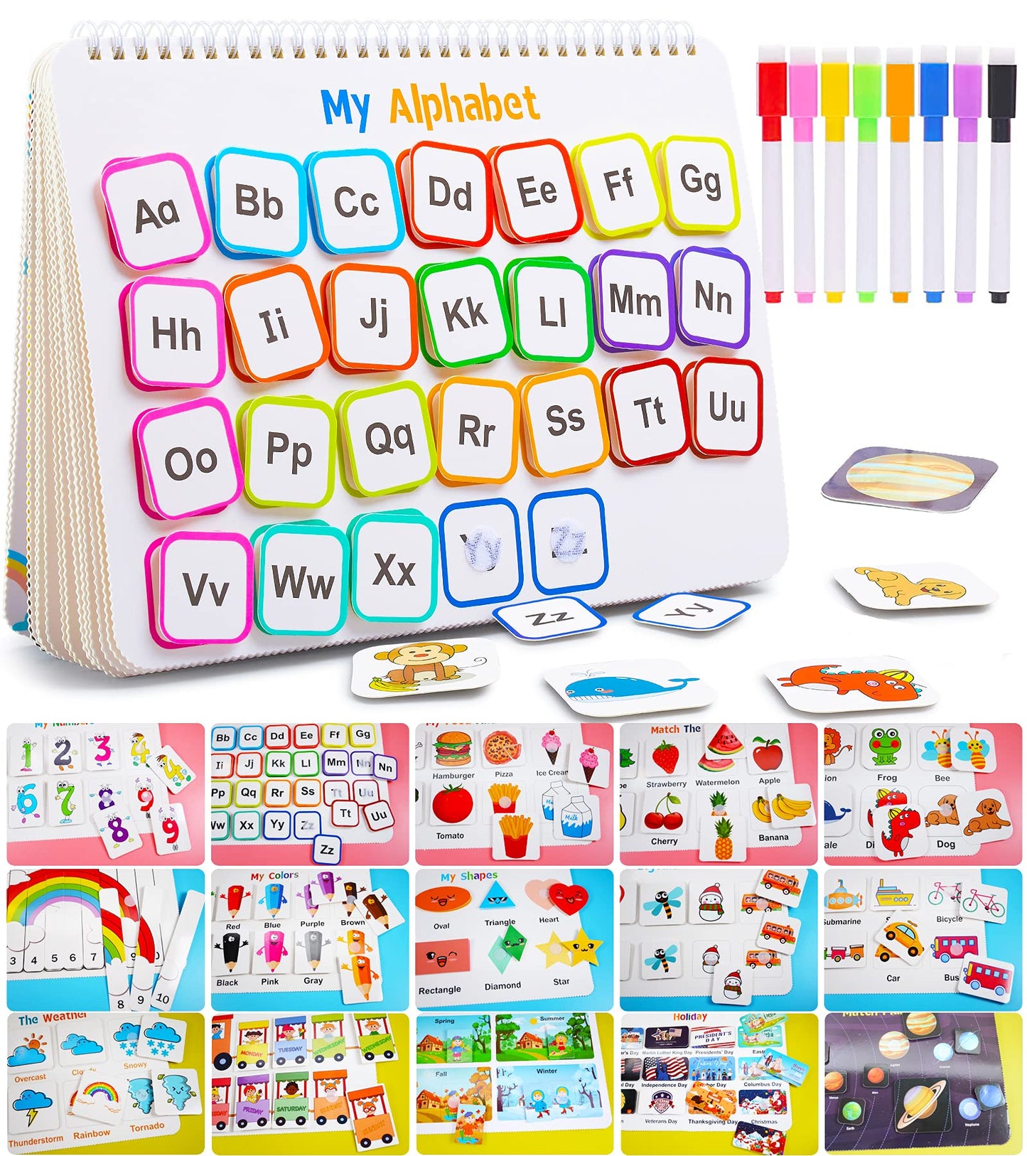 Huijing Montessori Busy Book – Preschool Learning Activities, Tracing & Coloring Binder