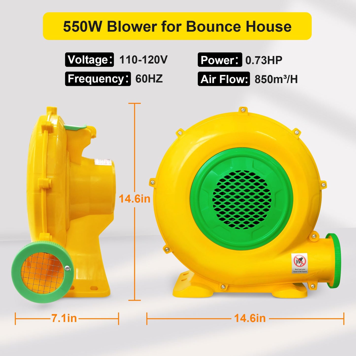 Huilynsen 550W Bounce House Blower — Portable & Powerful Inflatable Air Pump