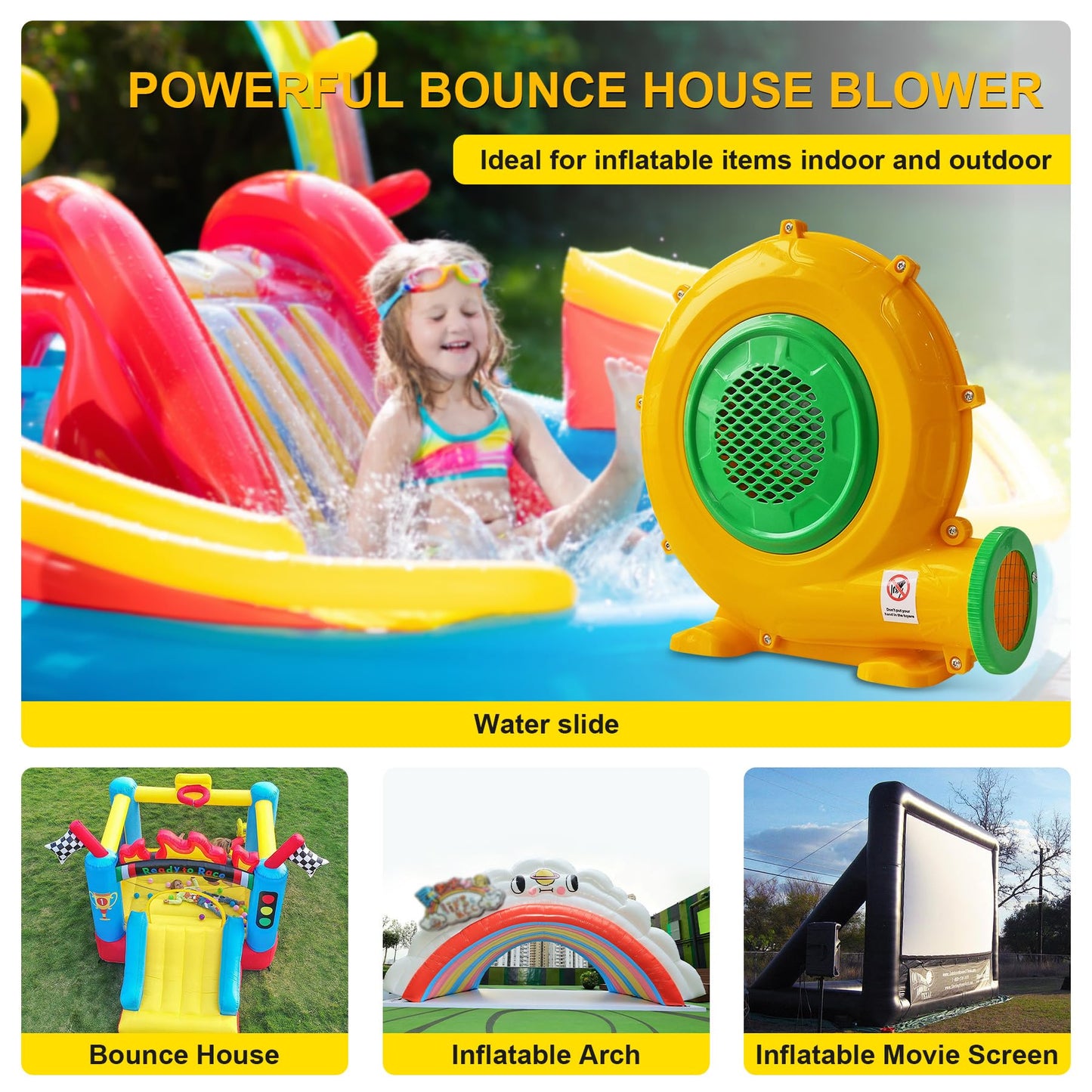 Huilynsen 550W Bounce House Blower — Portable & Powerful Inflatable Air Pump