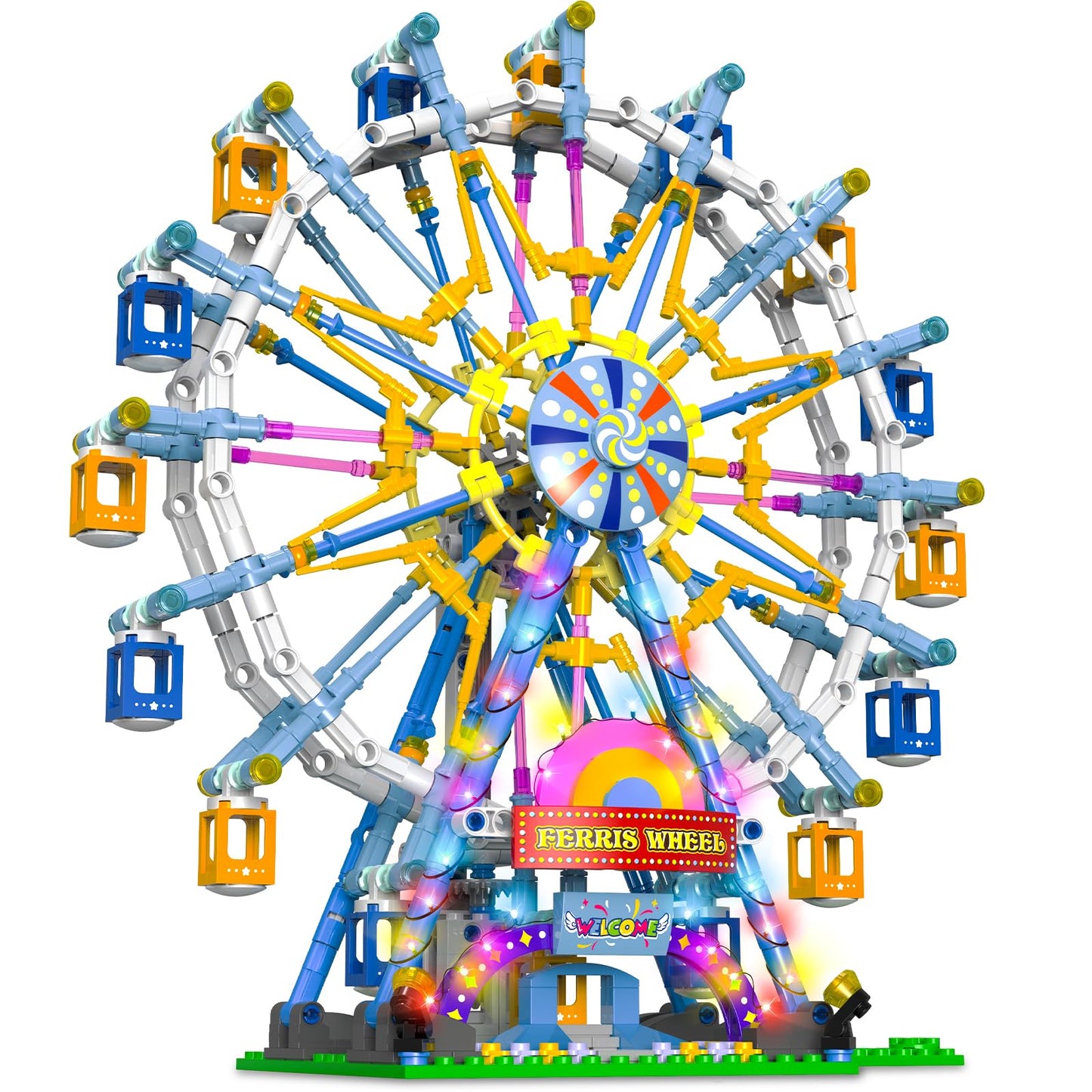 HuiNiu 2026 Ferris Wheel Building Set with Fairy Light | 813 PCS, Two-Way Rotation, Amusement Park Model Kit for Ages 8+