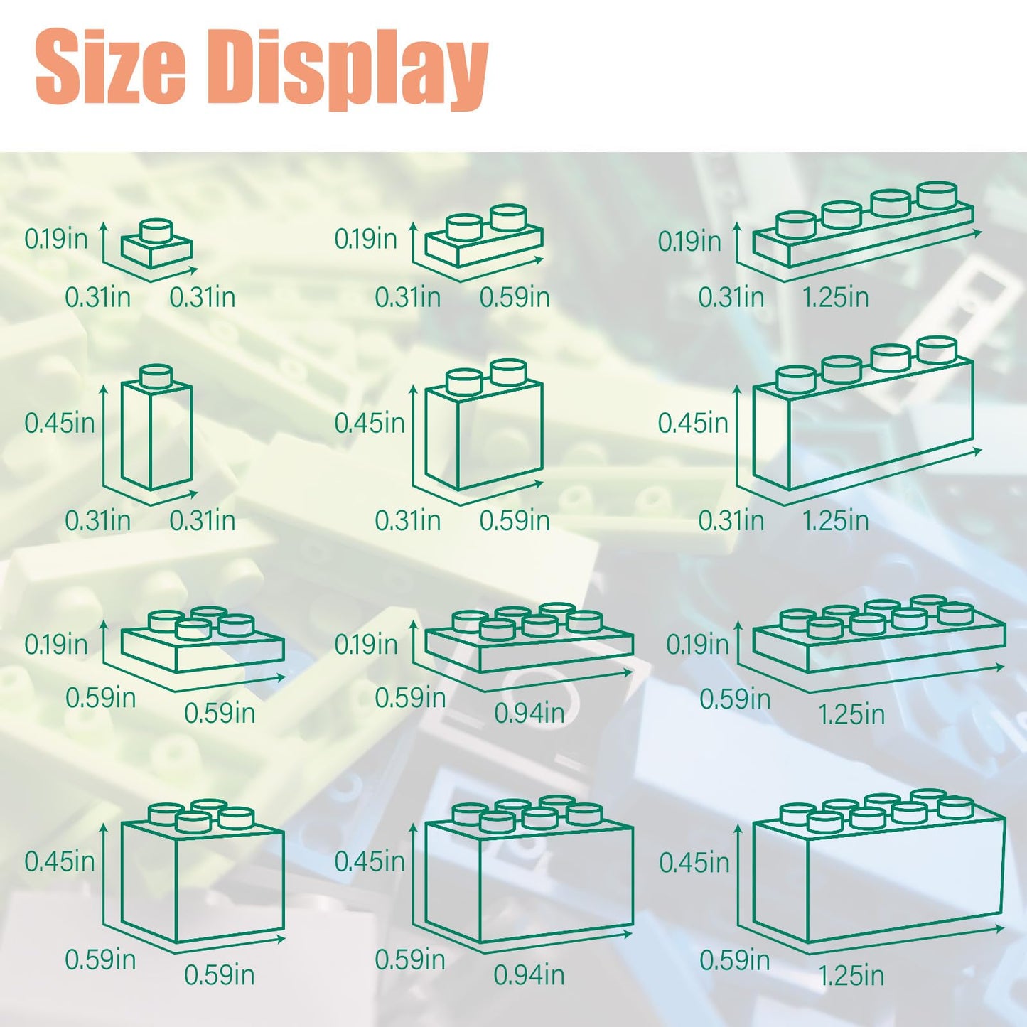 HUIZDQ 1800Pcs Building Bricks Set – Classic Bulk Blocks (Blue/Green/White/Grey)
