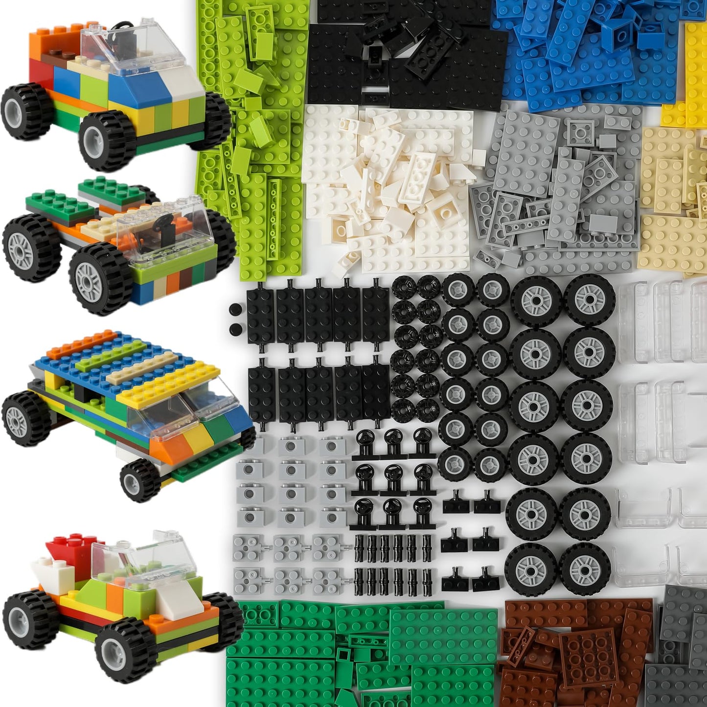 HUIZDQ 450pcs Wheels and Axles Set – Compatible with Major Brick Brands