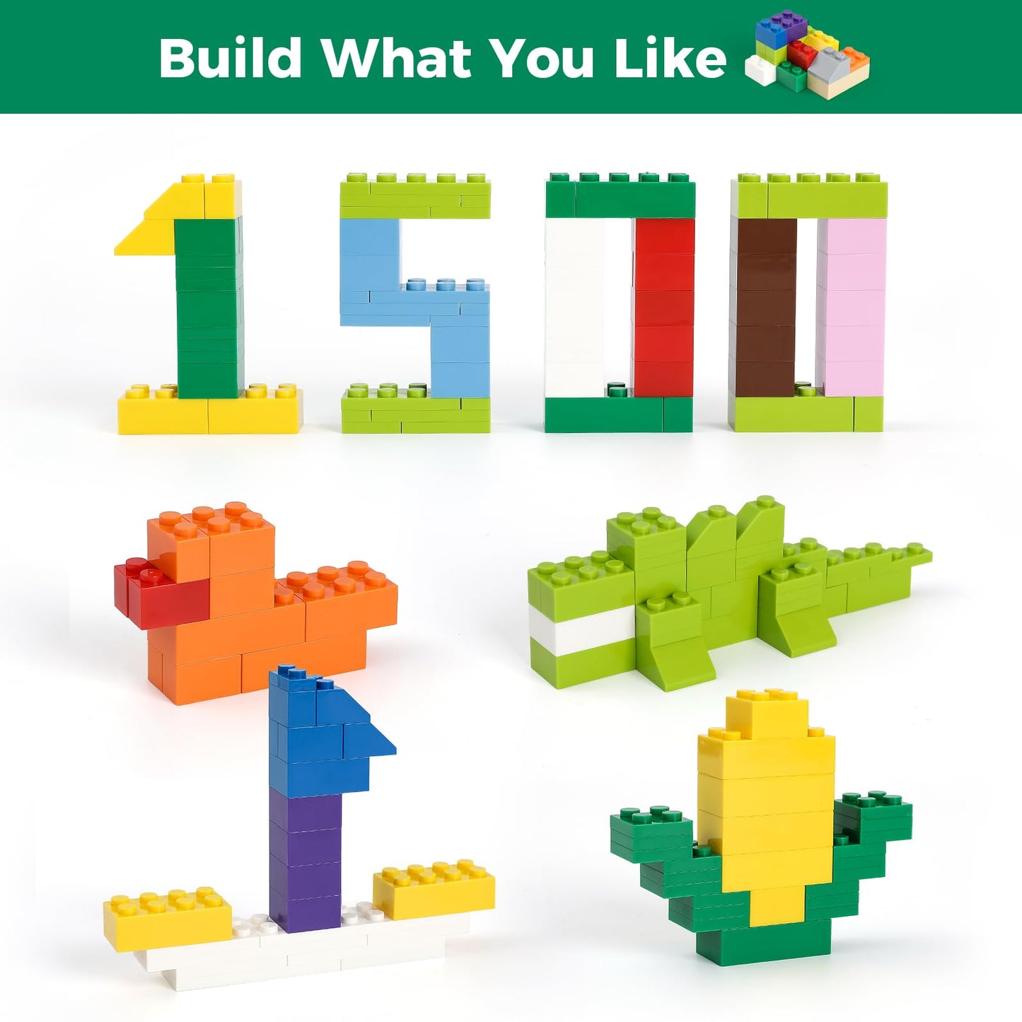 HUIZDQ 1500-Piece Building Bricks Set — Classic Bulk Blocks Compatible with All Major Brands
