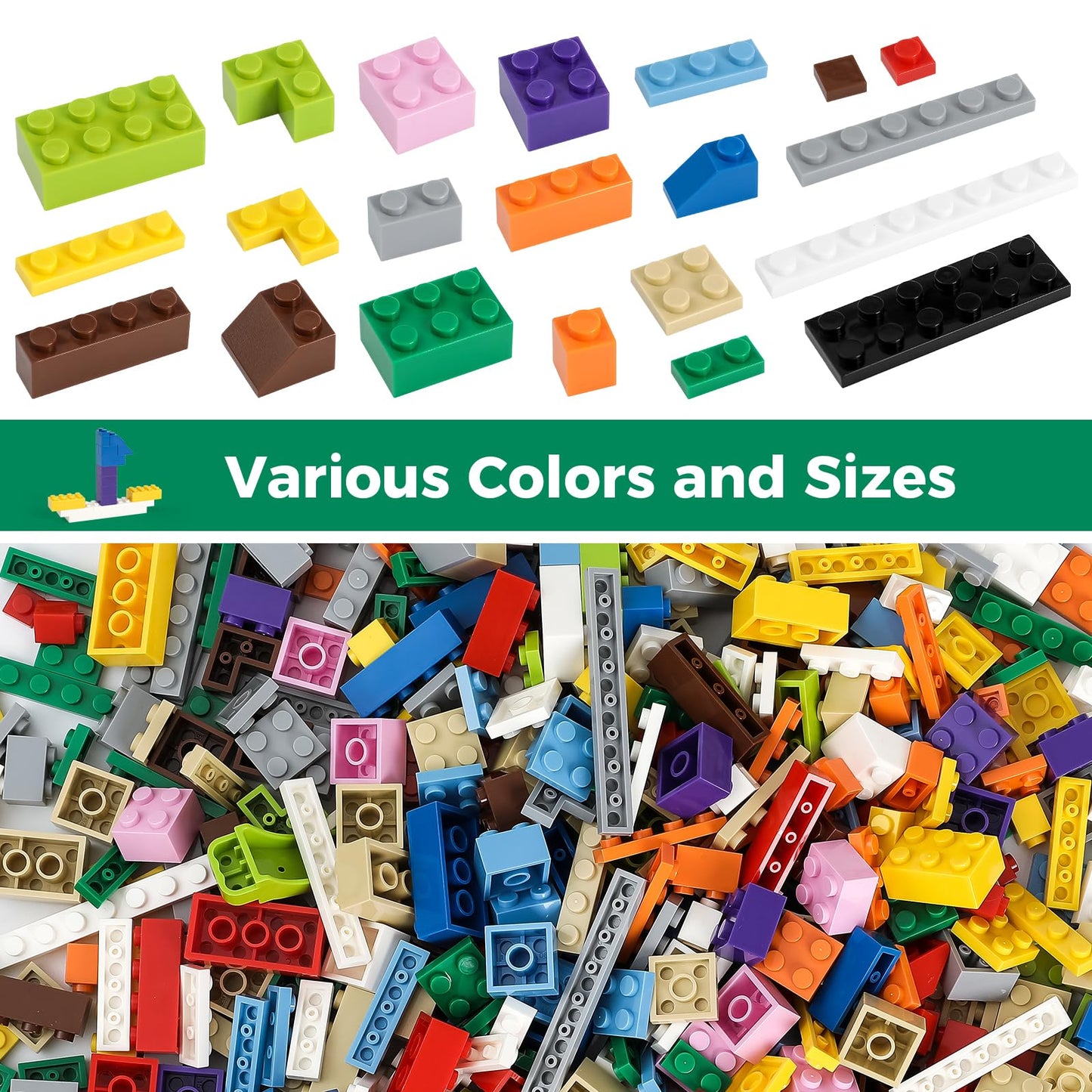 HUIZDQ 1500-Piece Building Bricks Set — Classic Bulk Blocks Compatible with All Major Brands