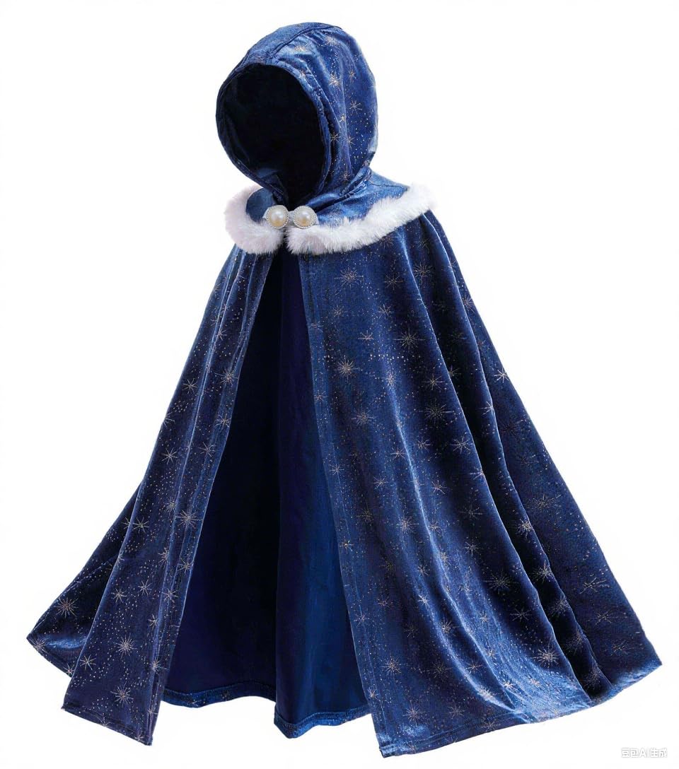 Hulaha Velvet Hooded Cape for Girls – Elsa-Inspired Princess Dress Up (2-10 Years)