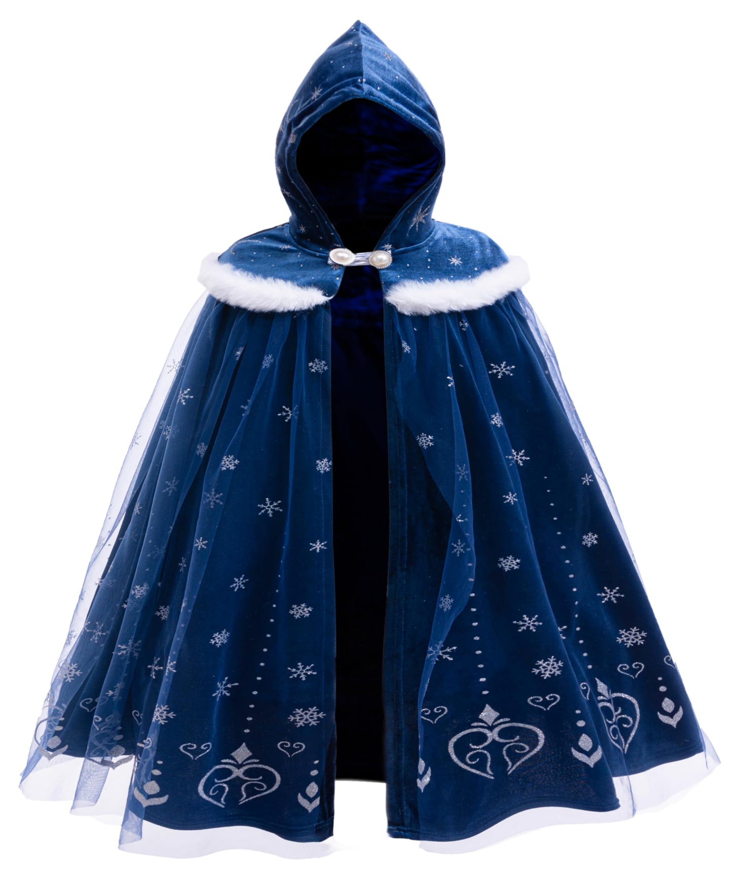 Hulaha Girls Velvet Cape Blue (8-10 Years) – Elsa Hooded Dress-Up Cape