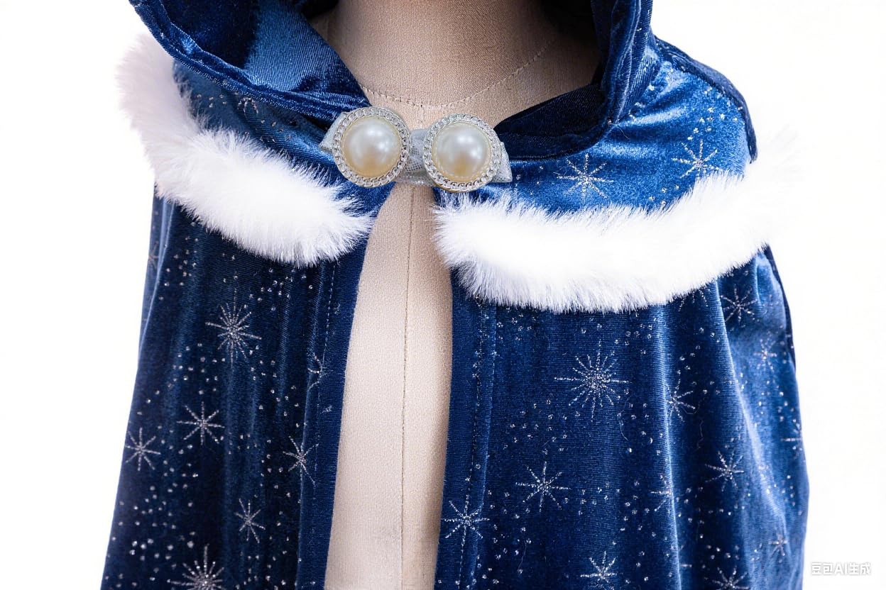 Hulaha Velvet Hooded Cape for Girls – Elsa-Inspired Princess Dress Up (2-10 Years)