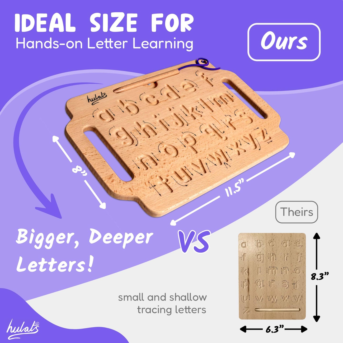 Hulats Learn to Write: Portable Wooden Alphabet Tracing Board for Kids 3-5