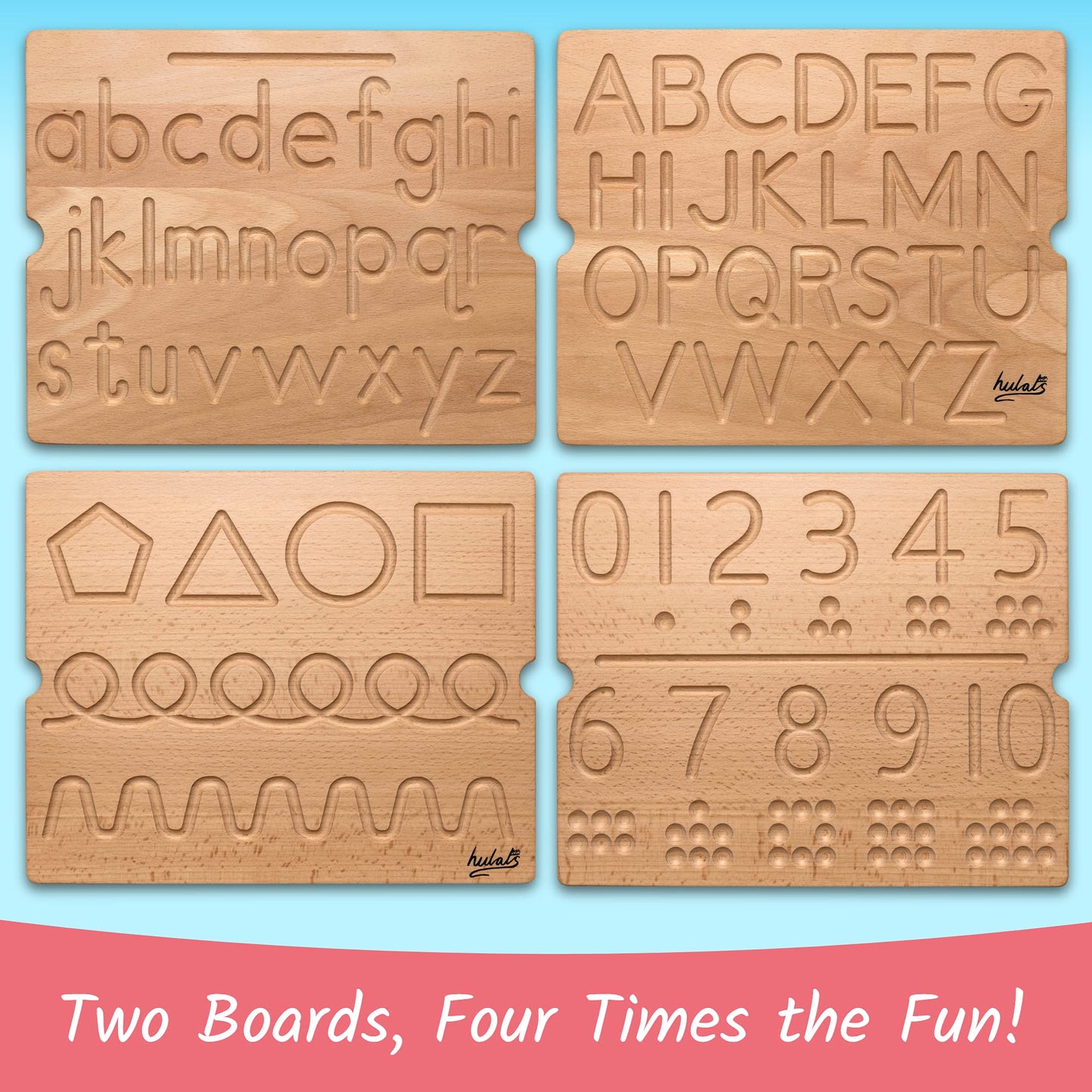 Hulats Learn to Write: Wooden Alphabet Tracing Boards for Ages 3-5