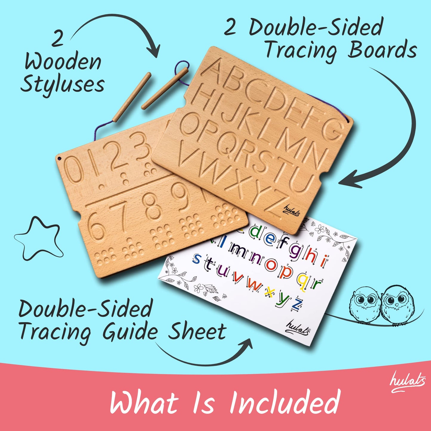 Hulats Learn to Write: Wooden Alphabet Tracing Boards for Ages 3-5