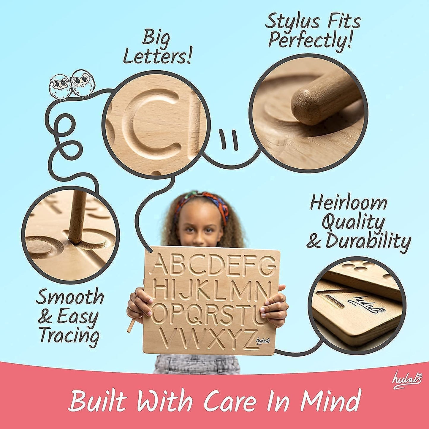 Hulats Learn to Write: Wooden Alphabet Tracing Boards for Ages 3-5