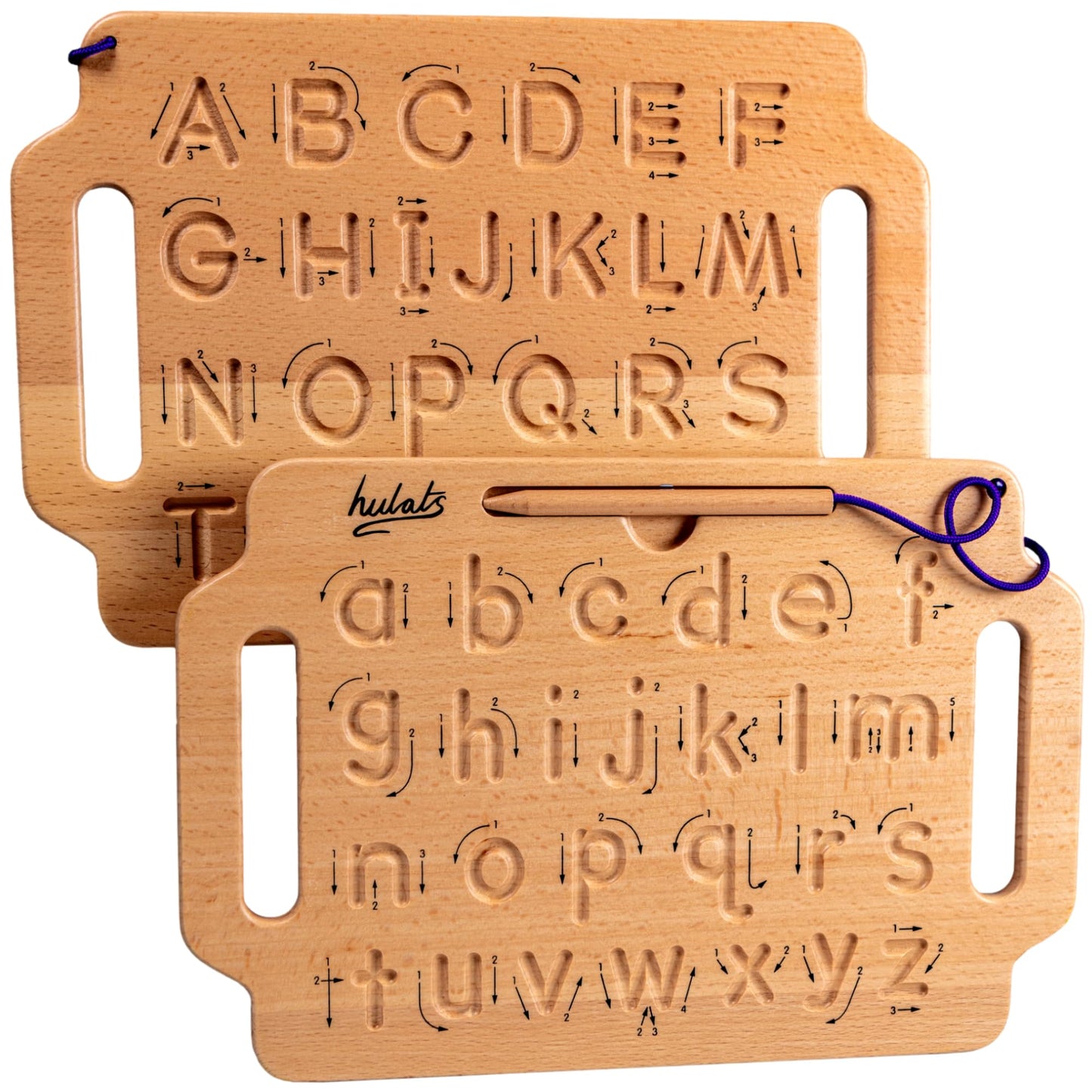 Hulats Learn to Write: Portable Wooden Alphabet Tracing Board for Kids 3-5