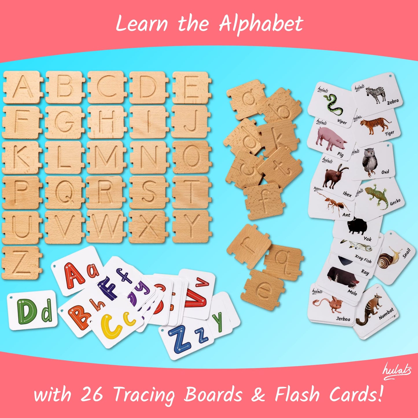 Hulats Montessori Letter Tracing Alphabet Toy – Learn to Write & Spell for Kids 3-5