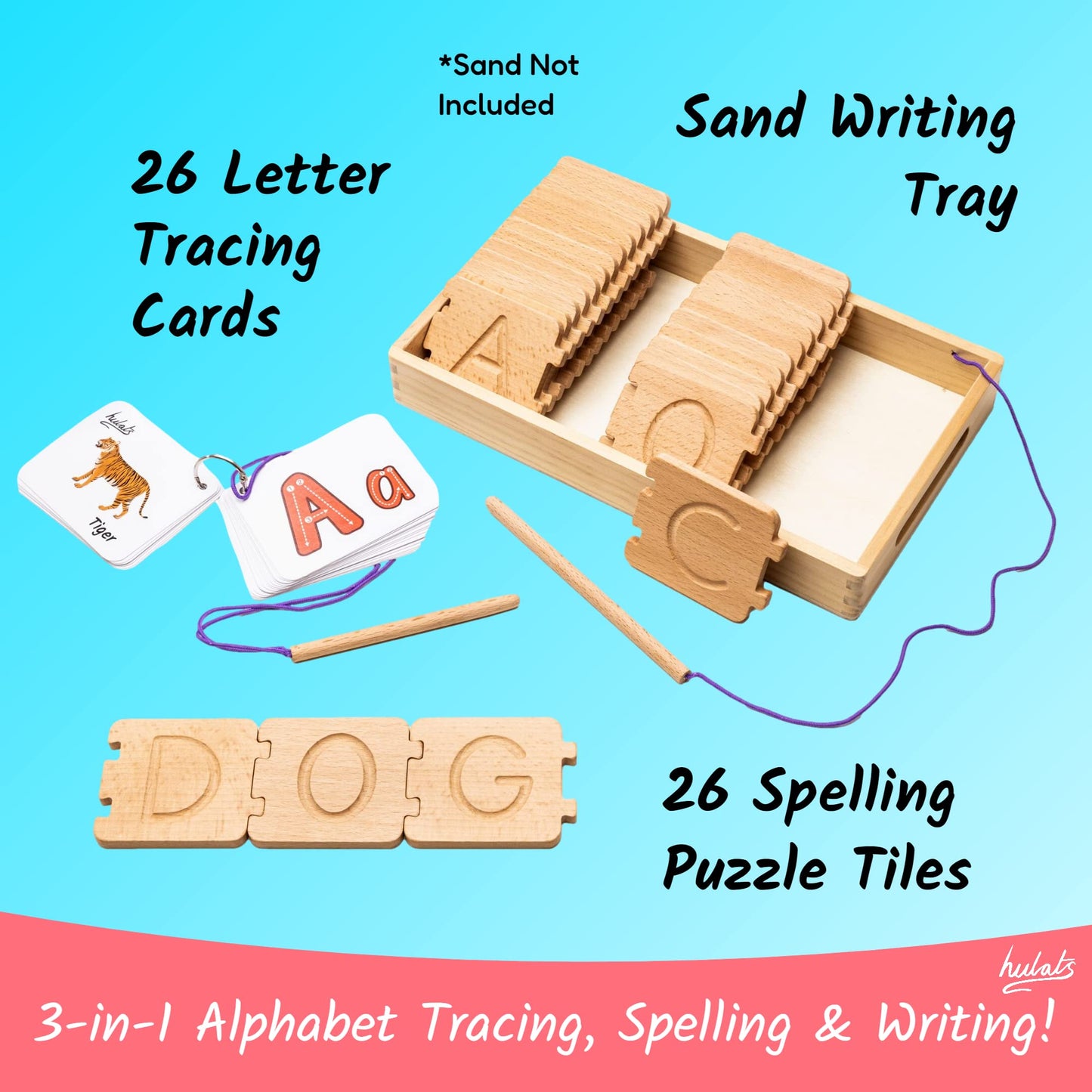 Hulats Montessori Letter Tracing Alphabet Toy – Learn to Write & Spell for Kids 3-5