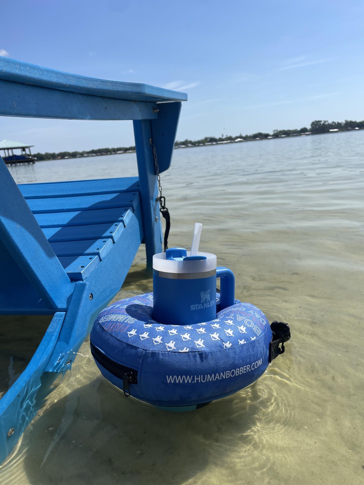 Human Bobber Inflatable Drink Holder – Large Blue Pool Float for Cups, Cans & Bottles