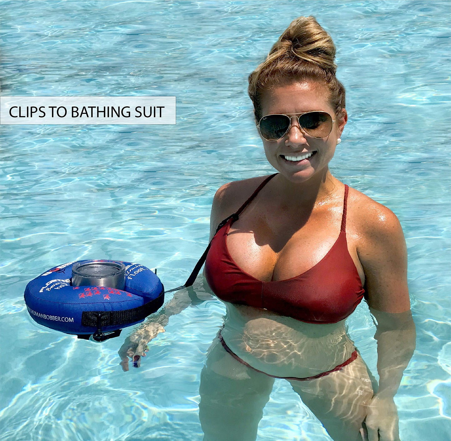 Human Bobber Inflatable Drink Holder – Large Blue Pool Float for Cups, Cans & Bottles