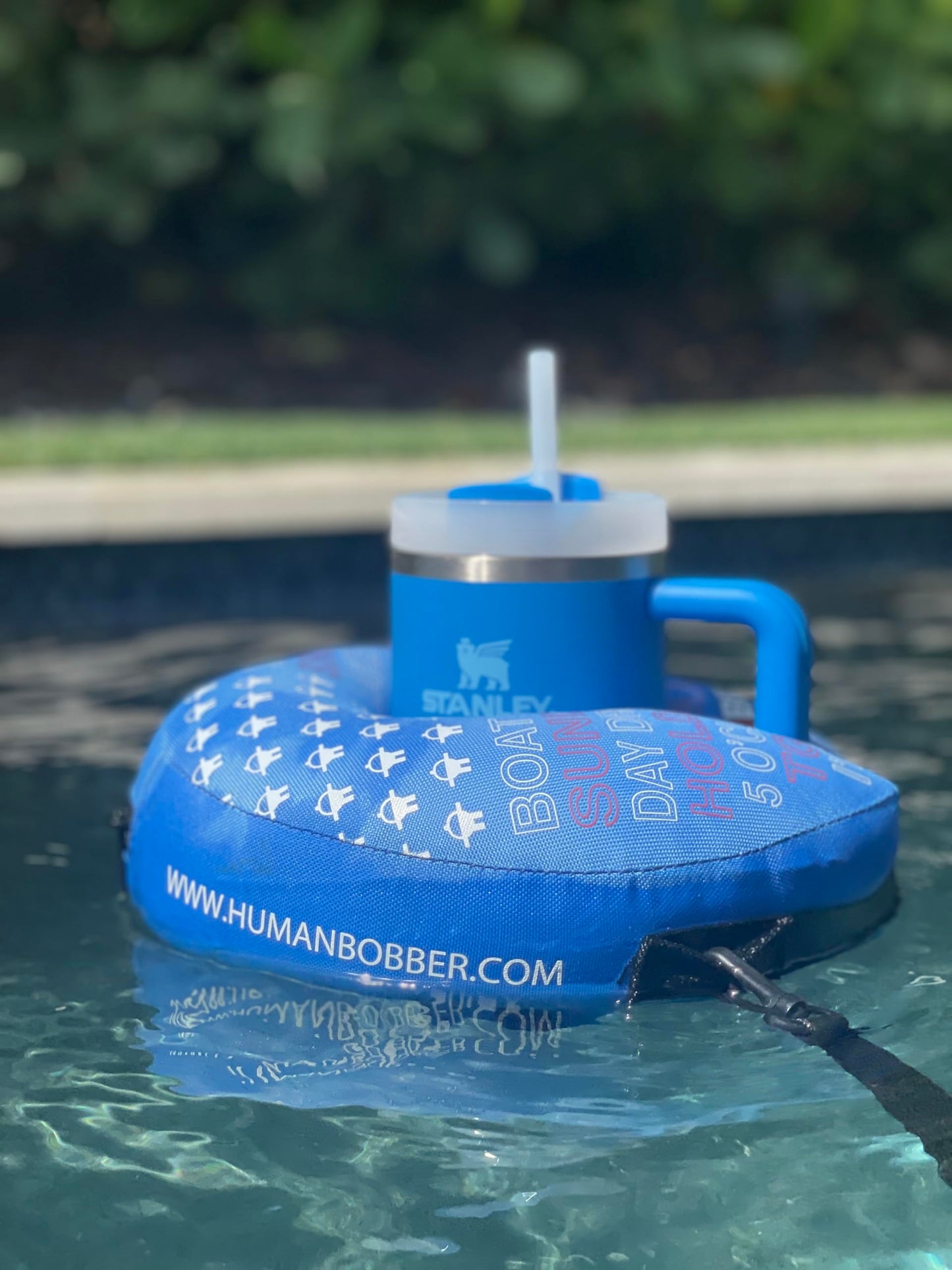 Human Bobber Inflatable Drink Holder – Large Blue Pool Float for Cups, Cans & Bottles