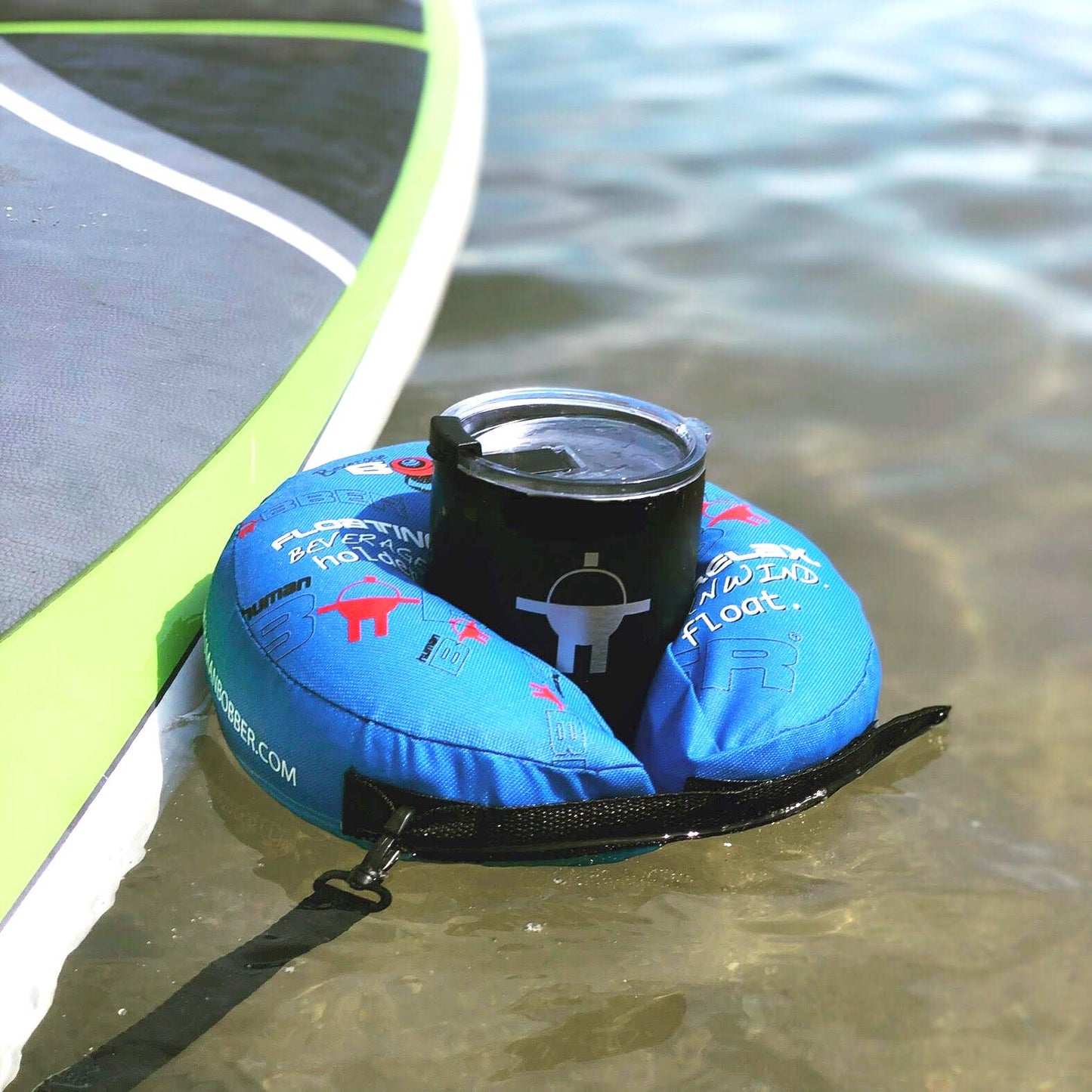 Human Bobber Inflatable Drink Holder – Large Blue Pool Float for Cups, Cans & Bottles