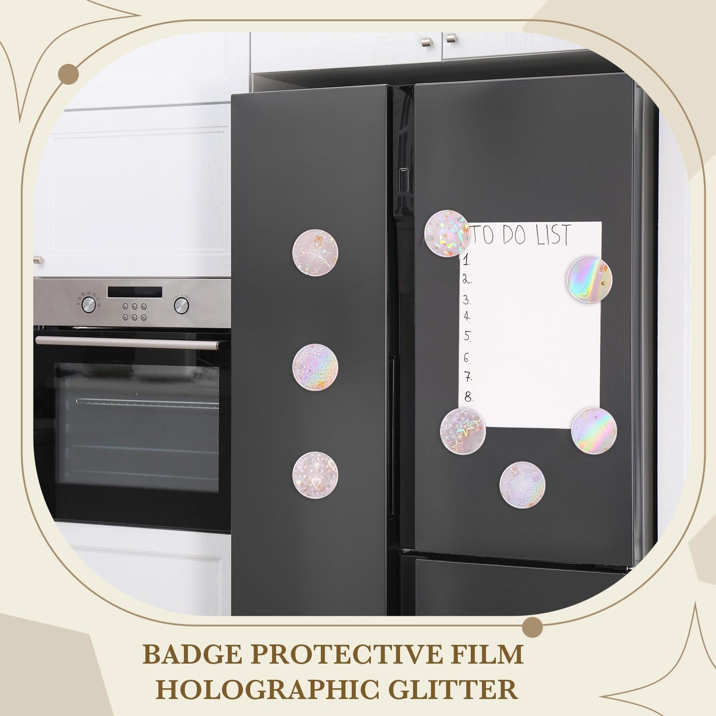 Humyoun 200 Pcs 45mm Holographic Badge Film – 8 Glitter Styles for 32mm Button Makers | DIY Badge Supplies