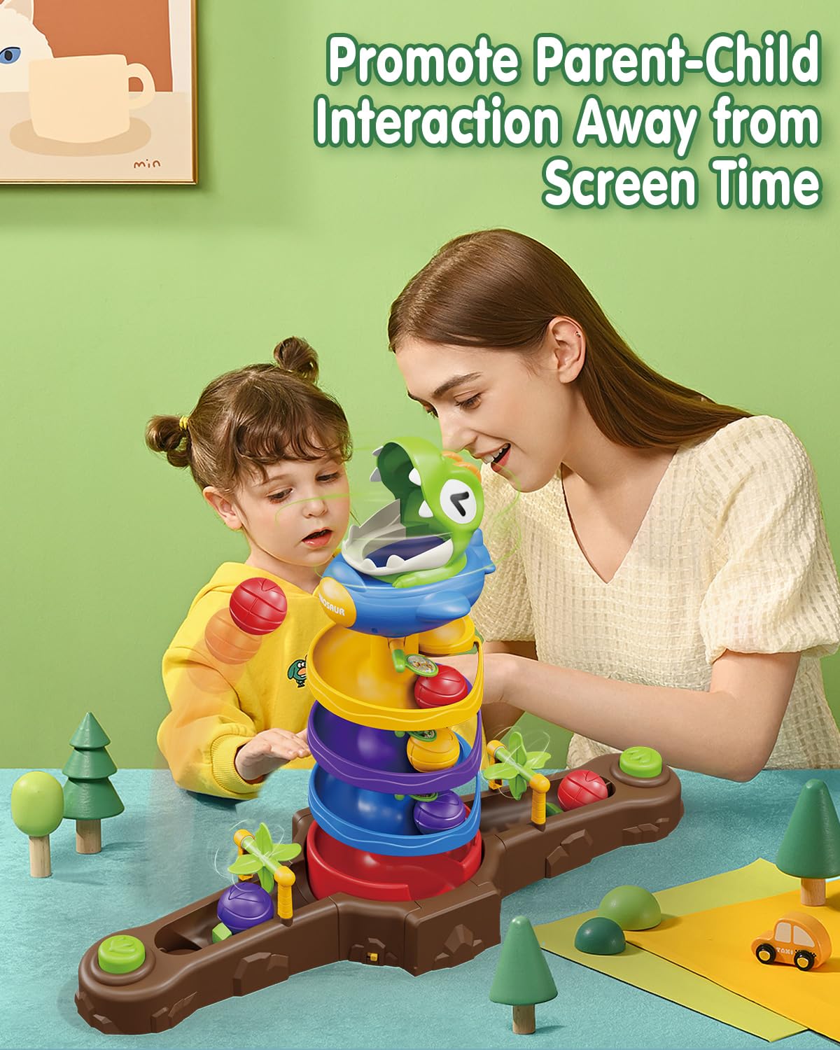 Humzo Dinosaur Ball Drop Toy — Spin & Launch for 2-8 Year Olds | Dino Spin Twister