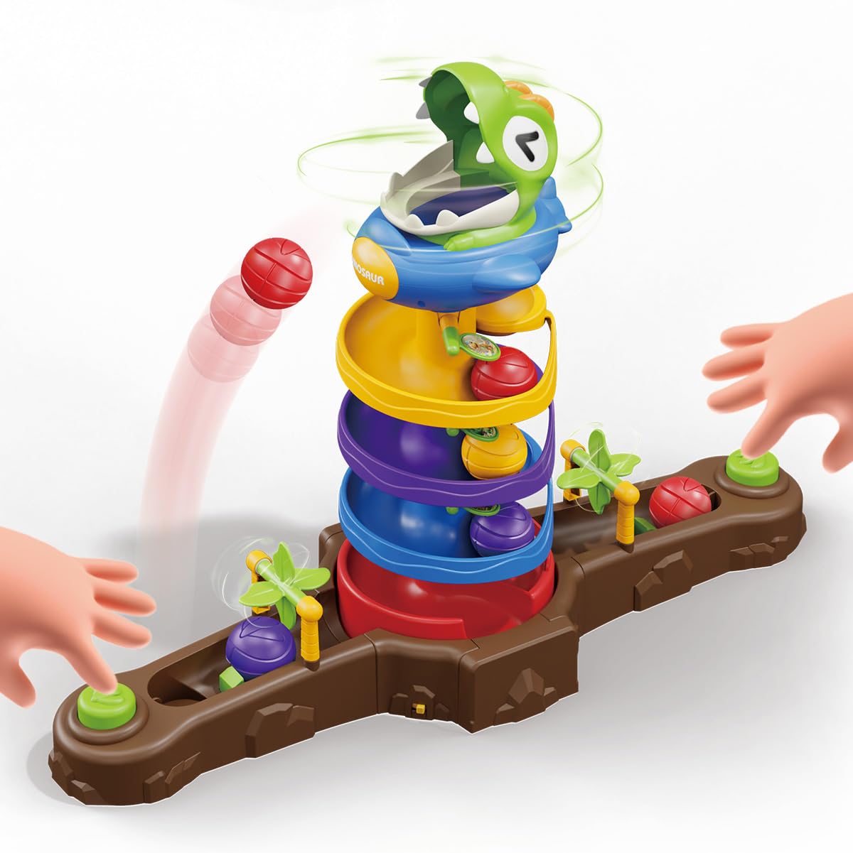 Humzo Dinosaur Ball Drop Toy — Spin & Launch for 2-8 Year Olds | Dino Spin Twister