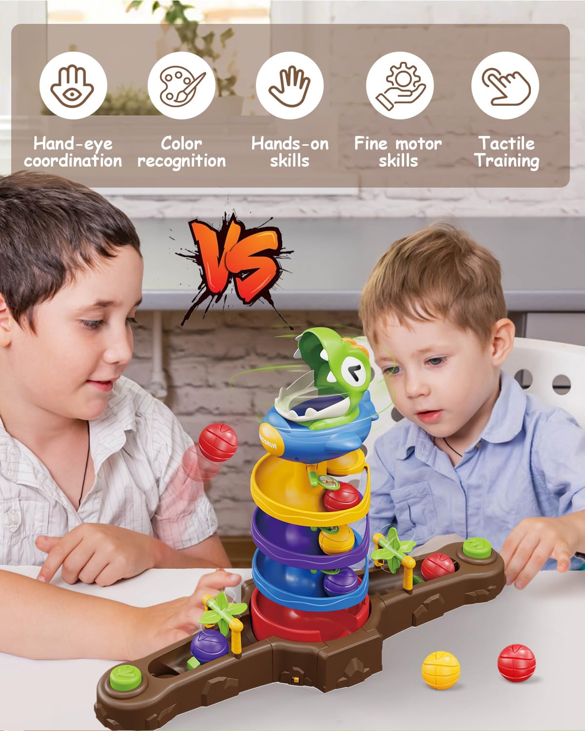 Humzo Dinosaur Ball Drop Toy — Spin & Launch for 2-8 Year Olds | Dino Spin Twister