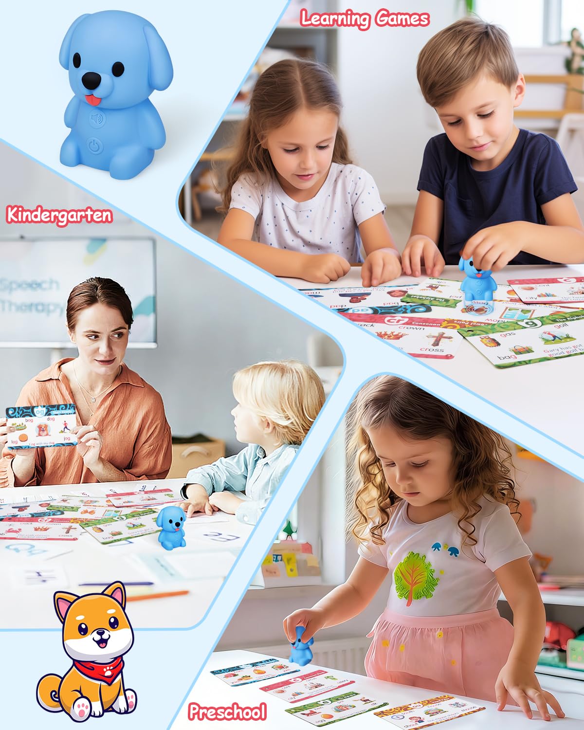 Humzo Phonics Talking Flash Cards with Reader Dog – Learn to Read Kit (148 Pages, 592 Words, 90 Stickers)