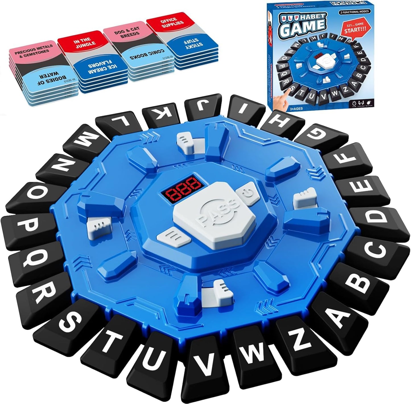 Humzo Word Game | Family Word Game with Display Timer, 2 Modes, 24 Letters, 2-8 Players