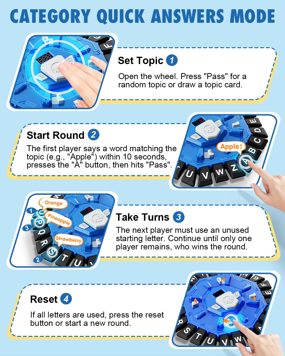 Humzo Word Game | Family Word Game with Display Timer, 2 Modes, 24 Letters, 2-8 Players