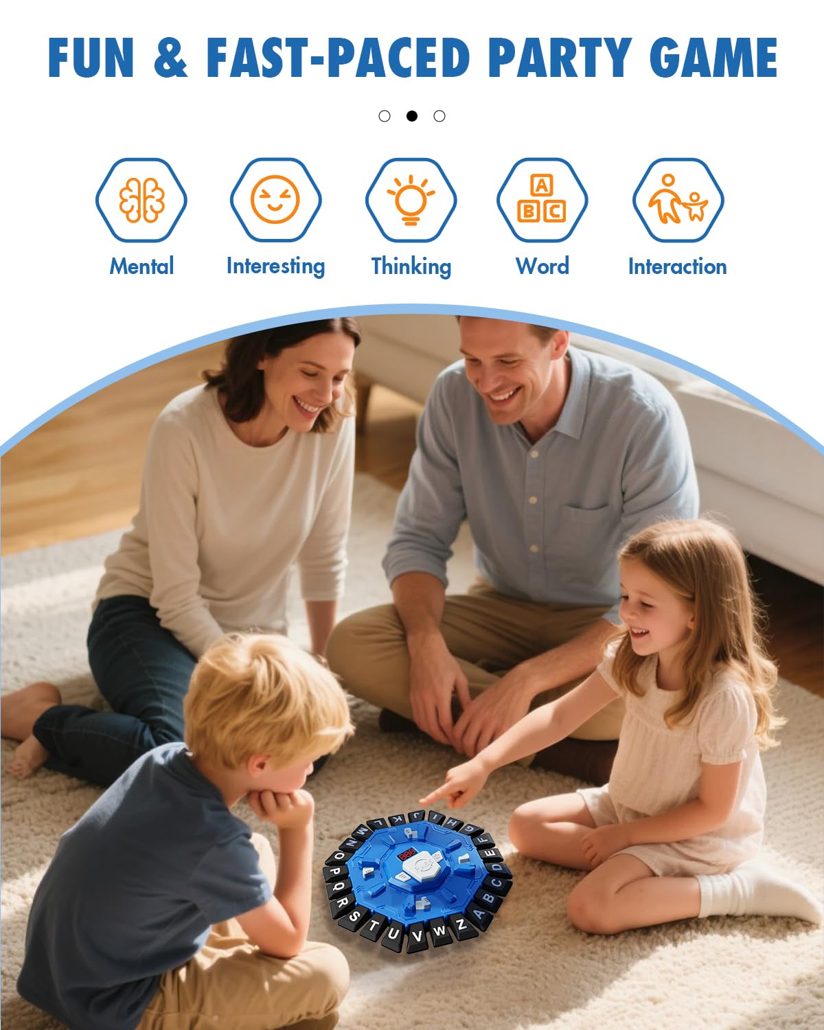 Humzo Word Game | Family Word Game with Display Timer, 2 Modes, 24 Letters, 2-8 Players