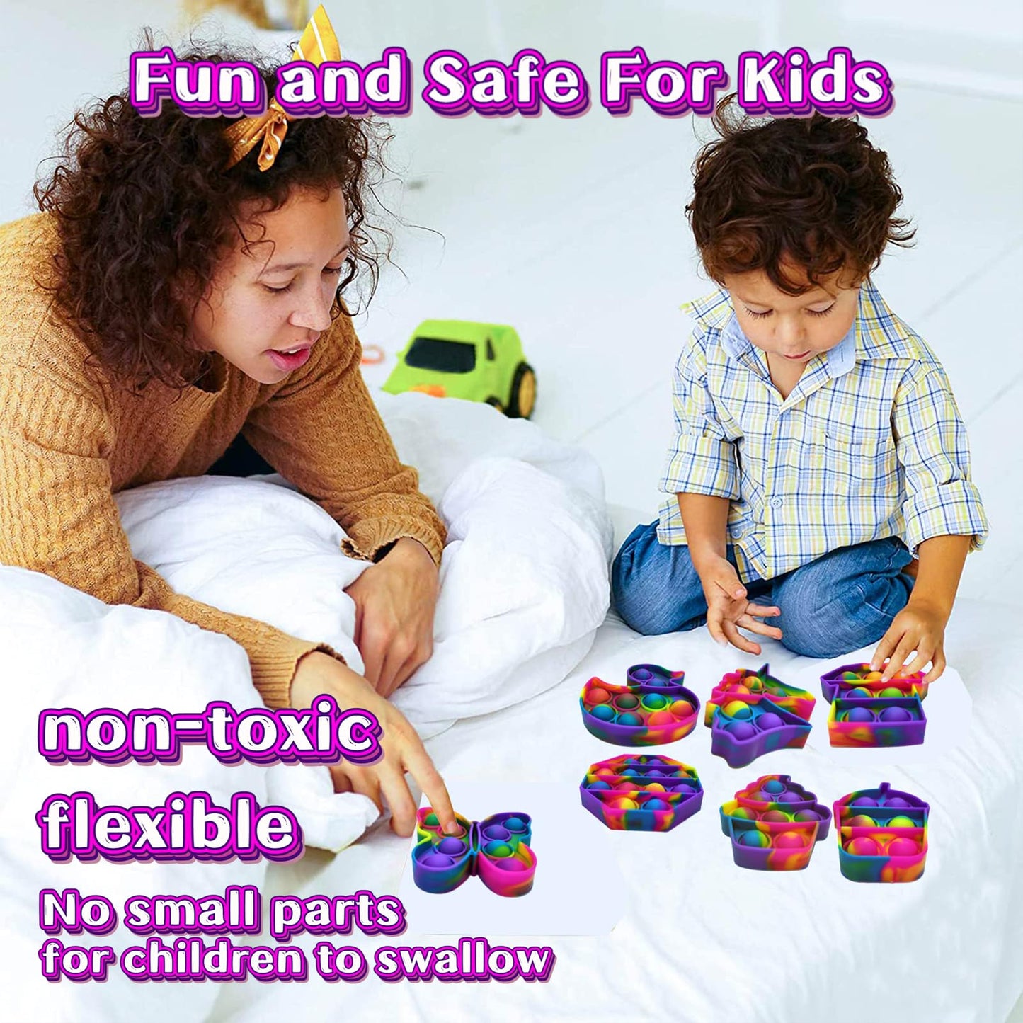 Hunbath 14 Pack Pop Fidget Toys - Sensory Toys for Kids Ages 4-12, Party Favors & Easter Basket Stuffers