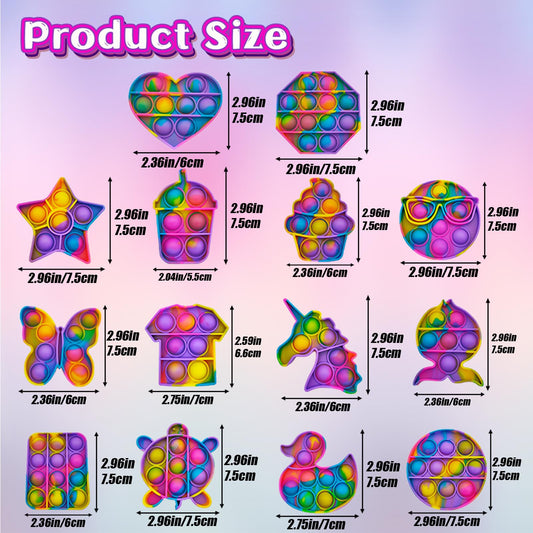 Hunbath 14 Pack Pop Fidget Toys - Sensory Toys for Kids Ages 4-12, Party Favors & Easter Basket Stuffers