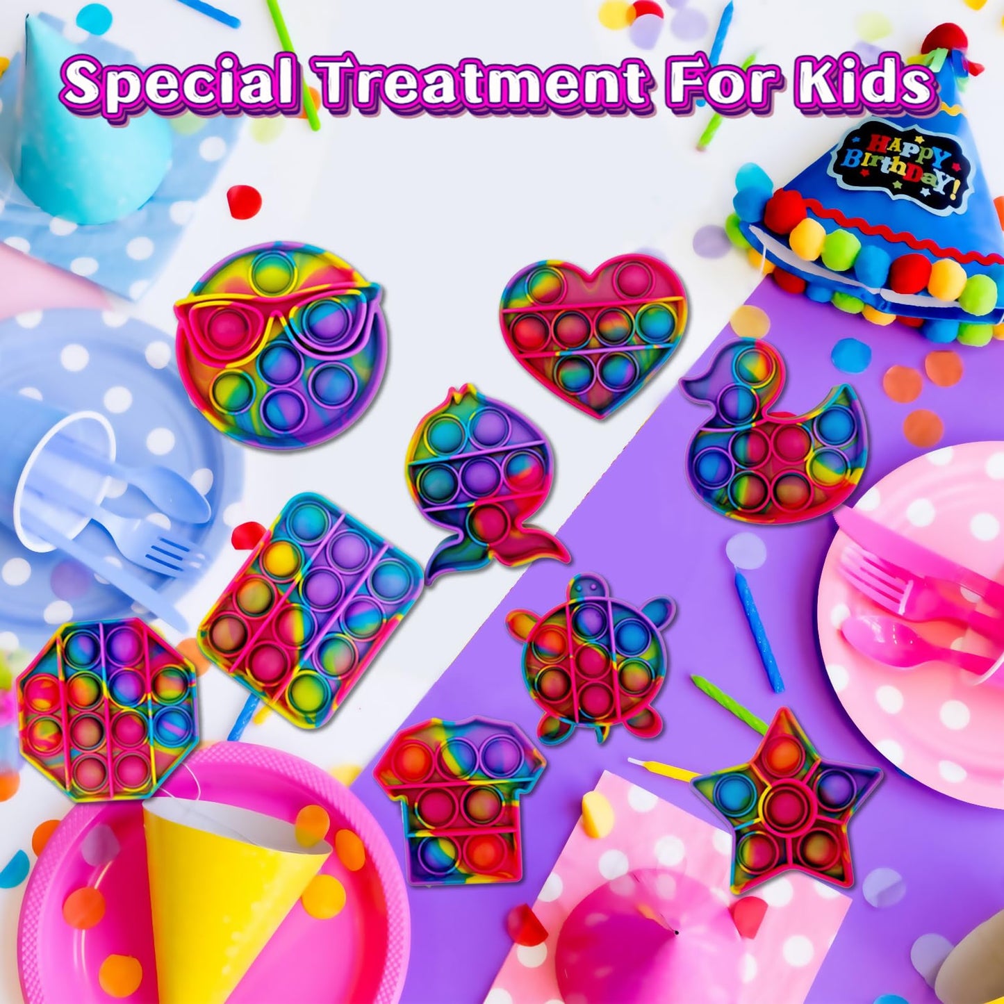 Hunbath 14 Pack Pop Fidget Toys - Sensory Toys for Kids Ages 4-12, Party Favors & Easter Basket Stuffers