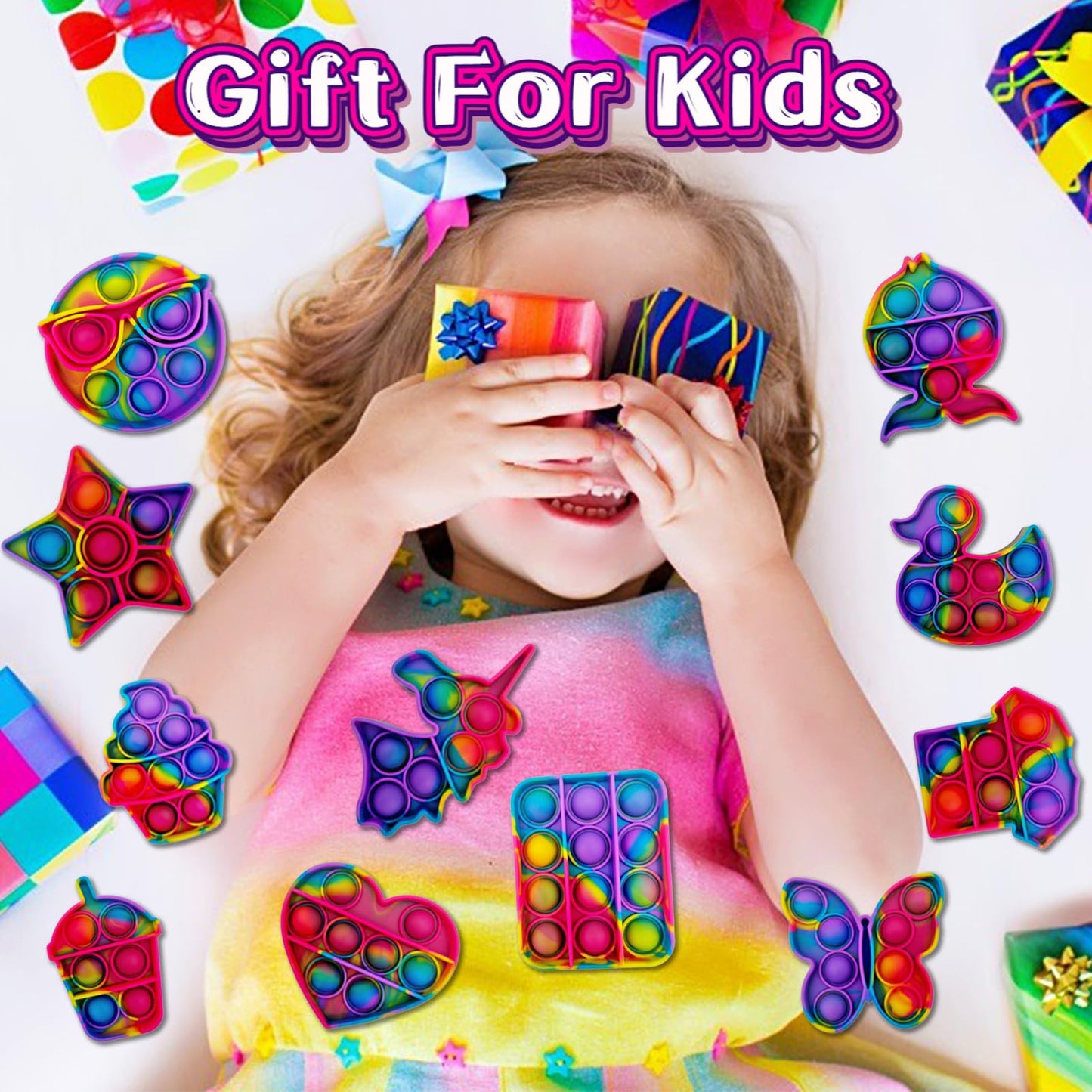Hunbath 14 Pack Pop Fidget Toys - Sensory Toys for Kids Ages 4-12, Party Favors & Easter Basket Stuffers