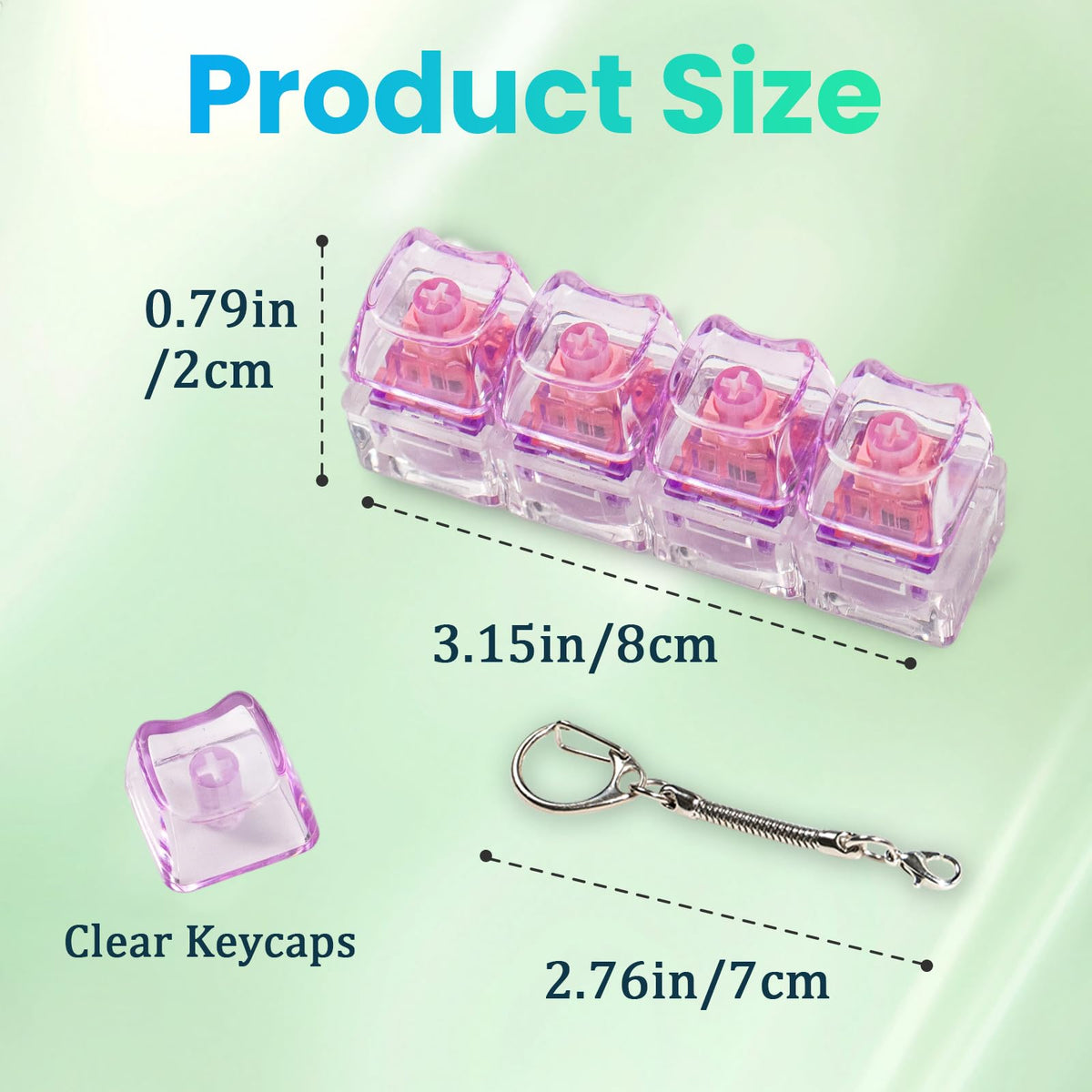 Hunfuthr 2 Pcs Keyboard Fidget Toy – Creamy & Clicky Cat Keychain (White Light / Purple No-Light)