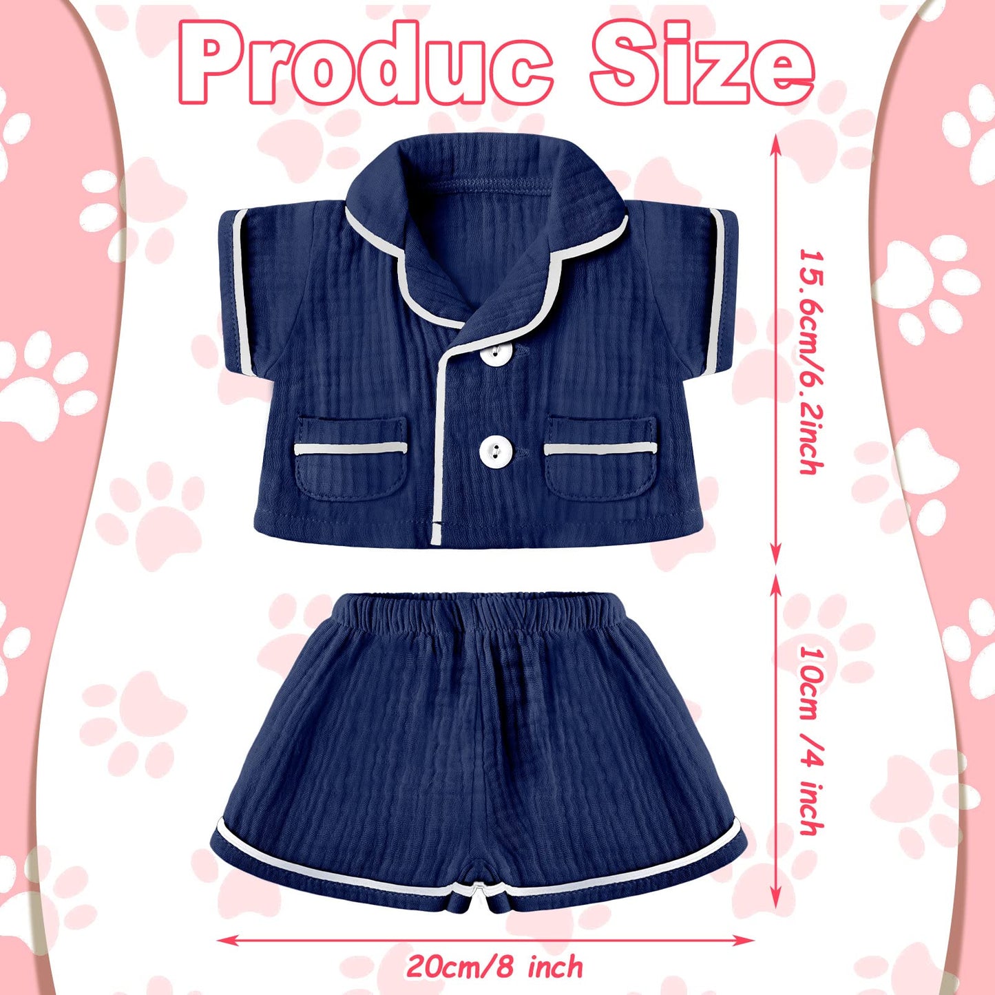 Hungdao 2 Sets Bear Pajamas for 14-18 Inch Plush Toys – Pink & Blue