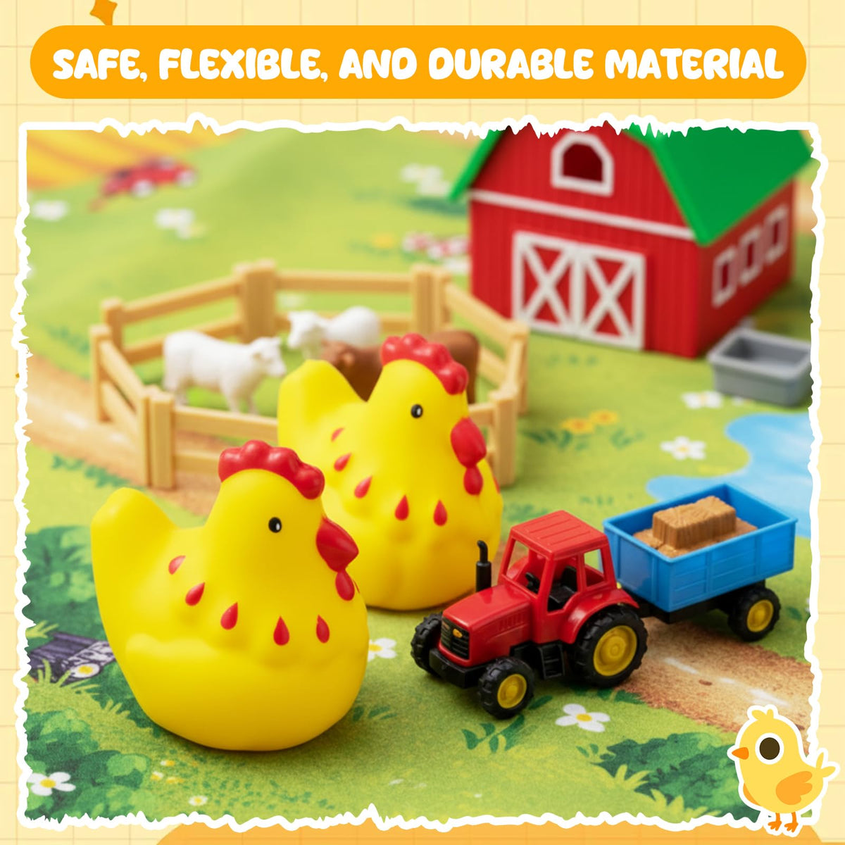 Hungdao 2 Pcs Chicken Stress Toys – Squeeze Balls for Stress Relief, Sensory Play, and Gift Ideas