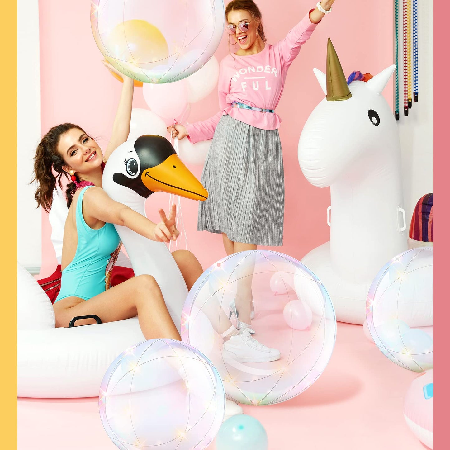 Hungdao 12-Pack Inflatable Clear Beach Balls – 16-inch & 24-inch Transparent Bubble Balls for Pool, Beach & Parties