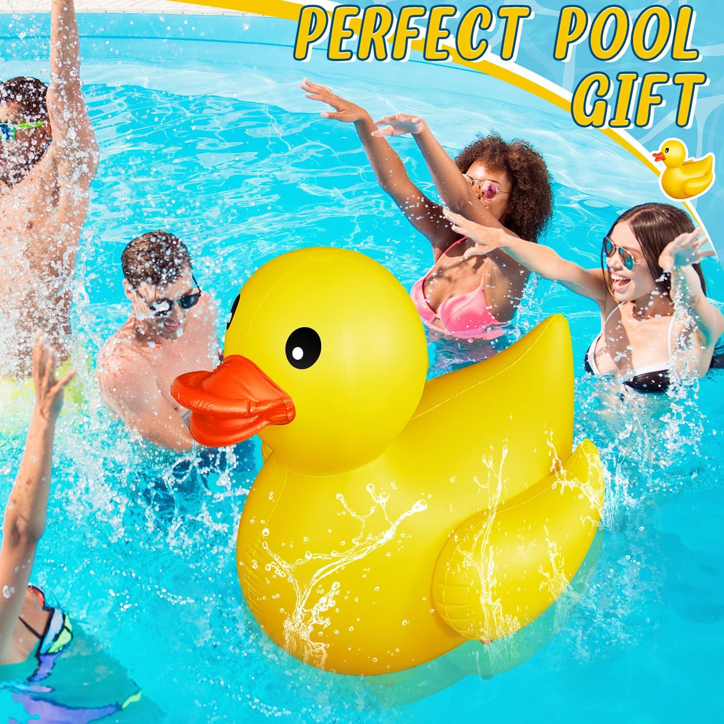 Hungdao 4ft Giant Inflatable Duck Pool Float – Large Yellow Pool Toy for Summer Fun
