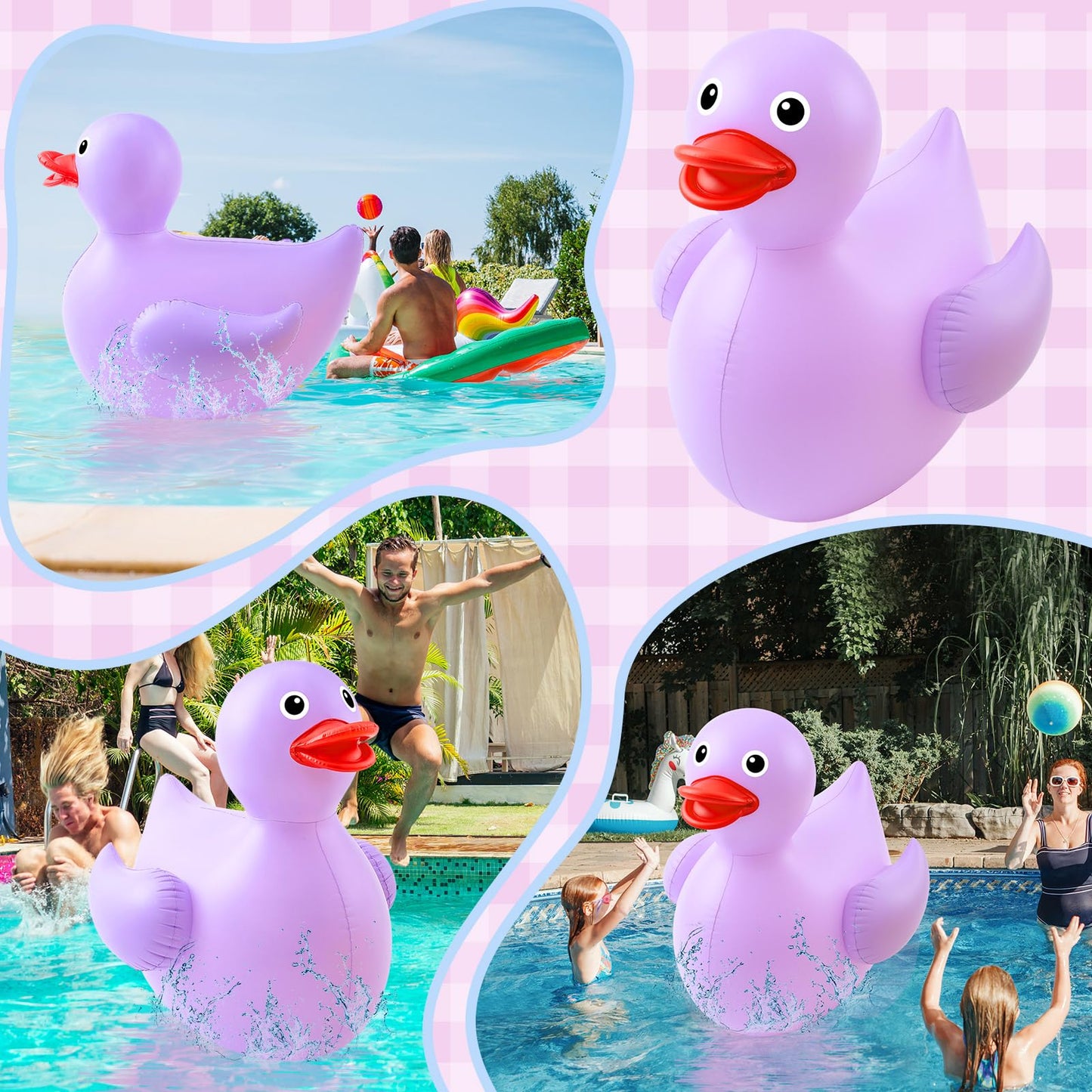 Hungdao 1 Pack Giant Inflatable Duck – 4ft Purple Pool Float for Summer Parties