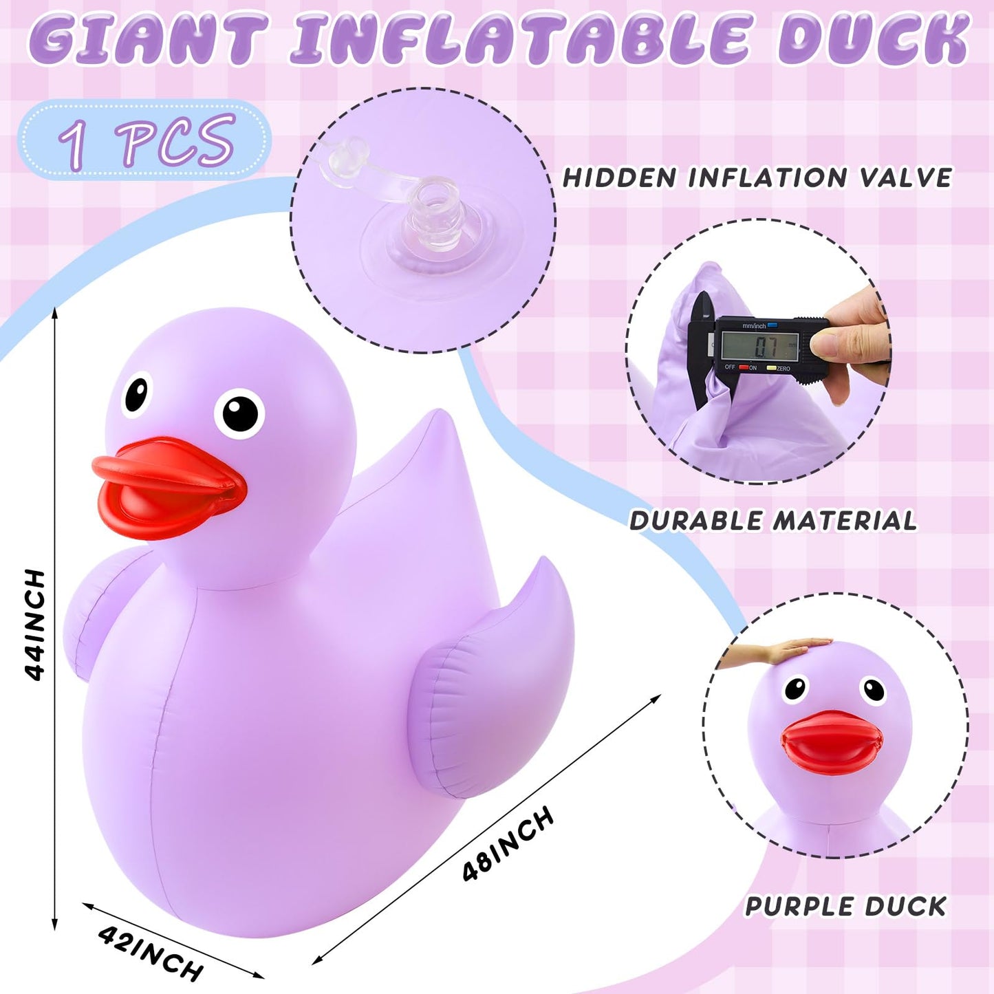 Hungdao 1 Pack Giant Inflatable Duck – 4ft Purple Pool Float for Summer Parties