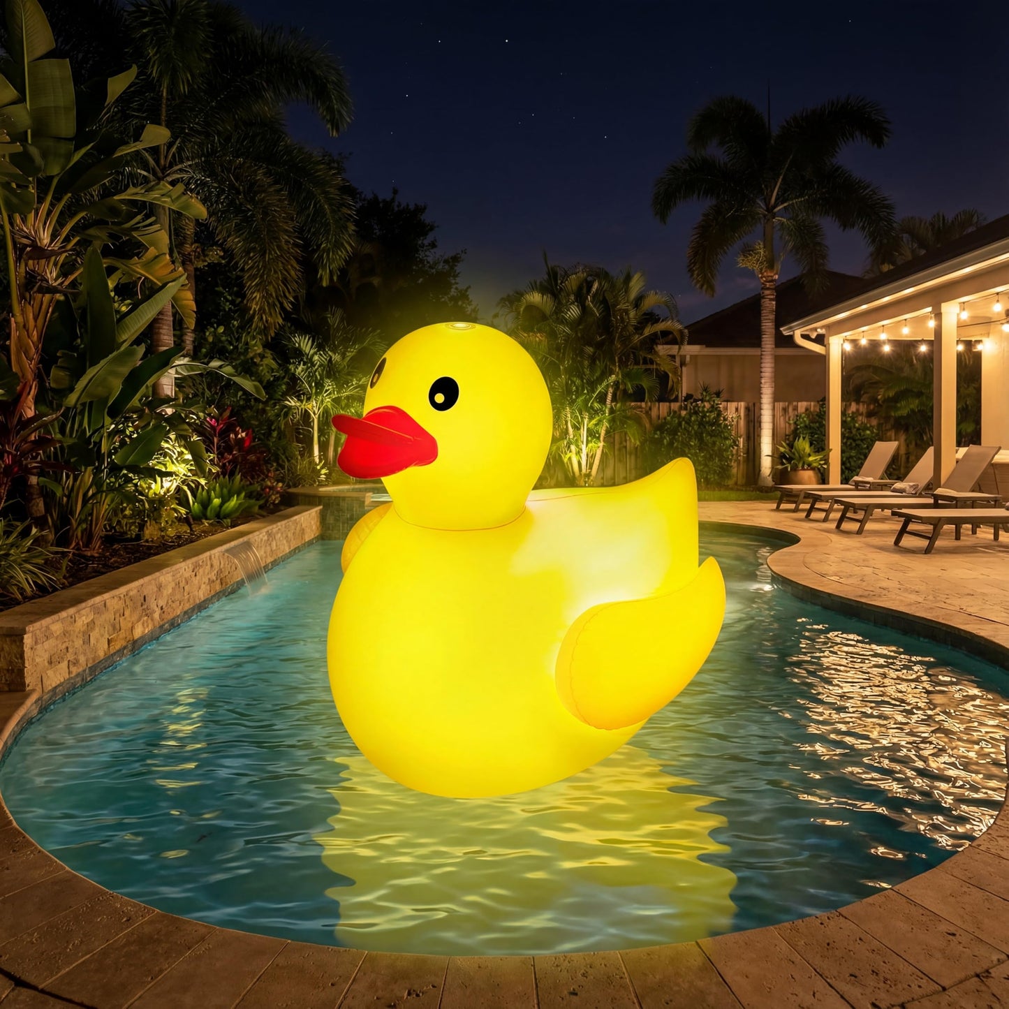 Hungdao 4ft Light-Up Inflatable Duck Pool Floats - 2-Pack LED Glow for Parties