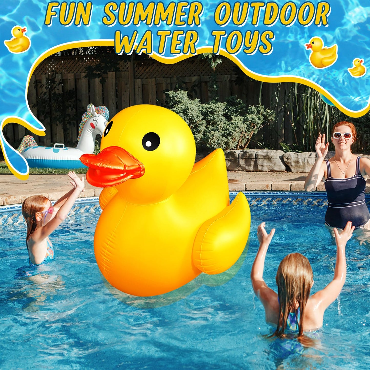 Hungdao 4ft Giant Inflatable Duck Pool Float – Large Yellow Pool Toy for Summer Fun